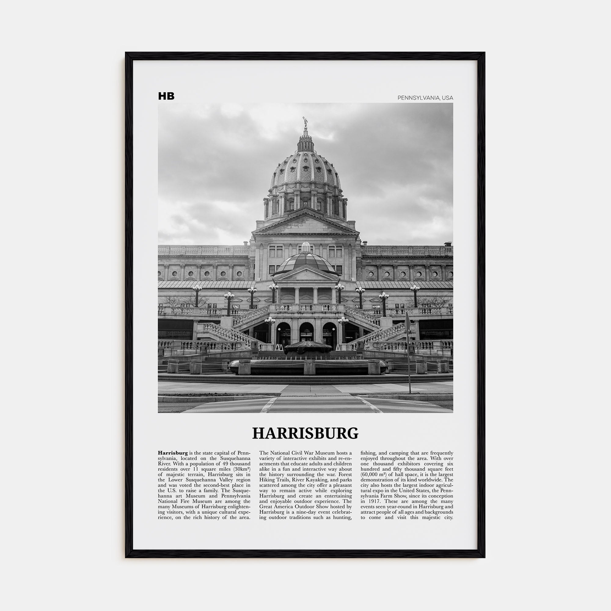 Harrisburg Travel B&W Poster