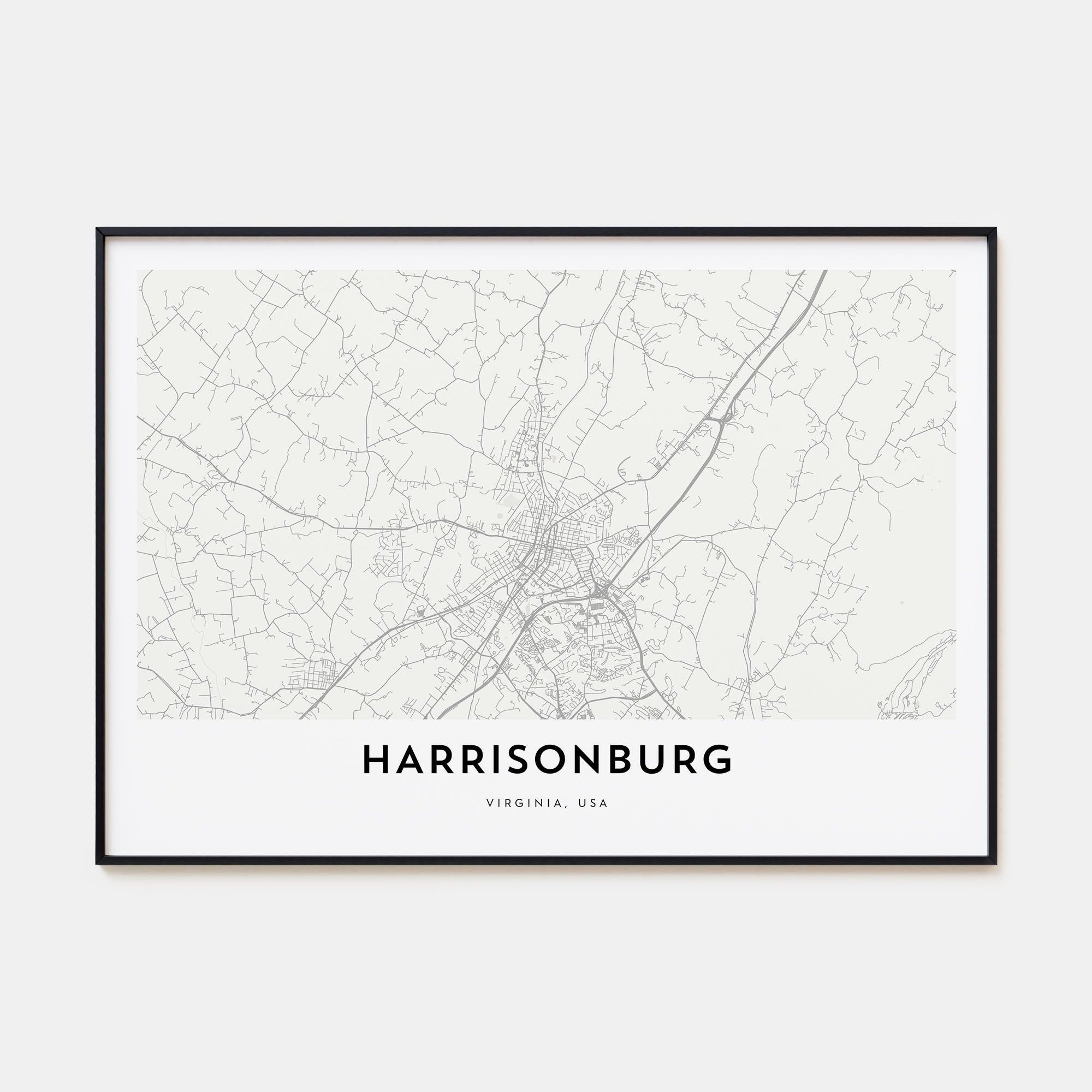 Harrisonburg Map Landscape Poster