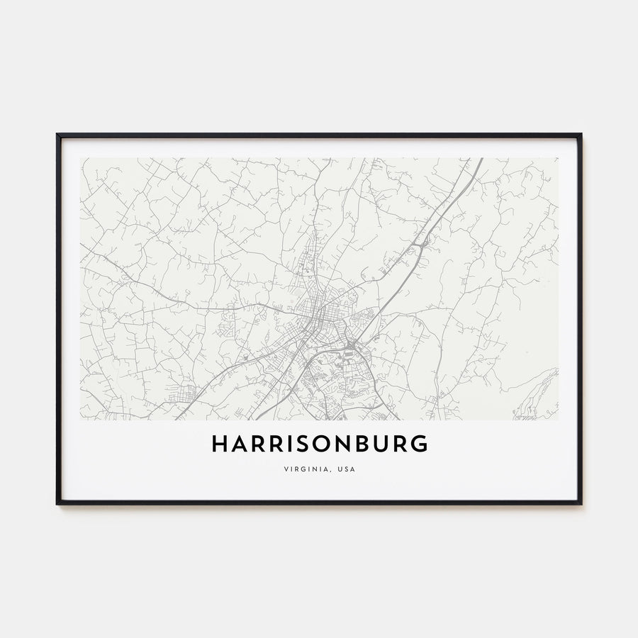 Harrisonburg Map Landscape Poster