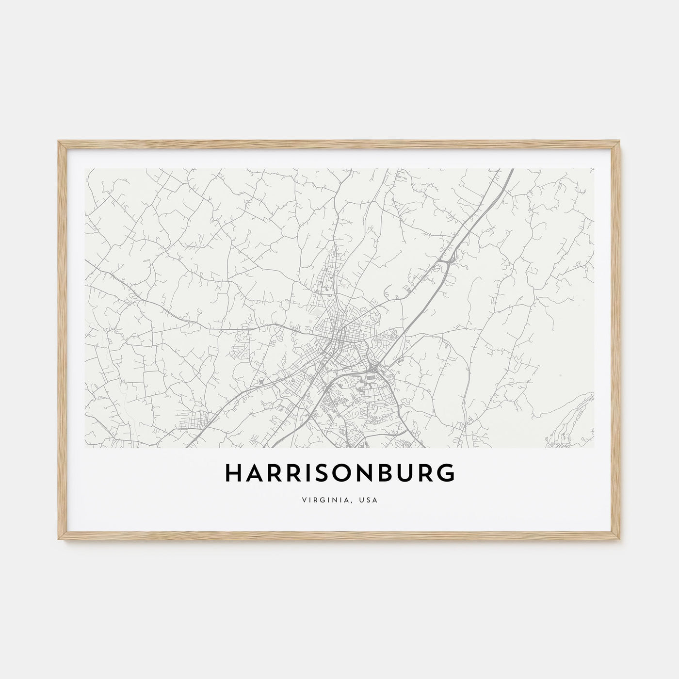 Harrisonburg Map Landscape Poster