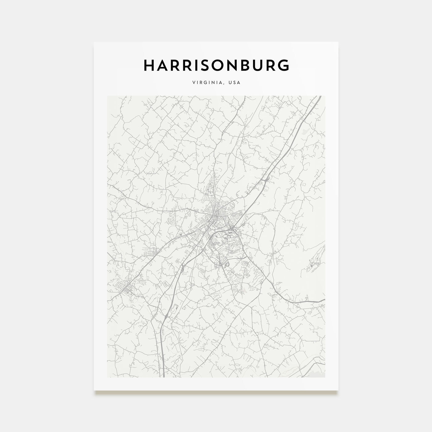Harrisonburg Map Portrait Poster