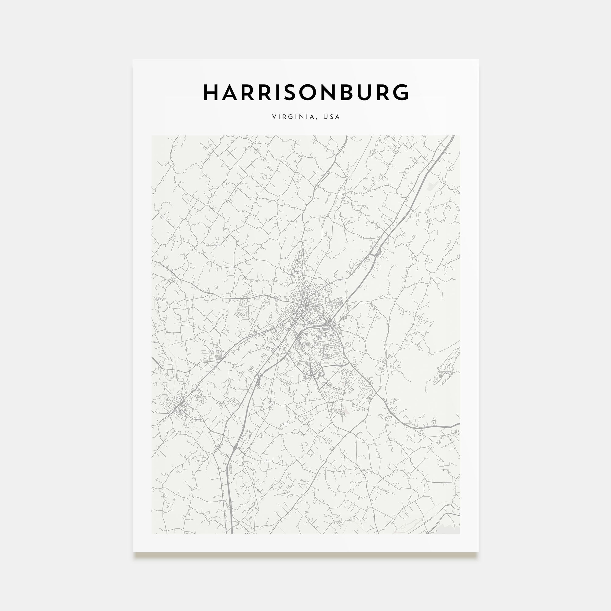 Harrisonburg Map Portrait Poster