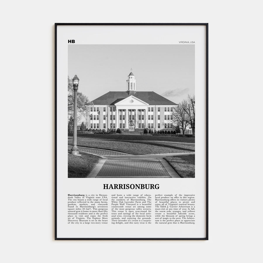 Harrisonburg Travel B&W Poster