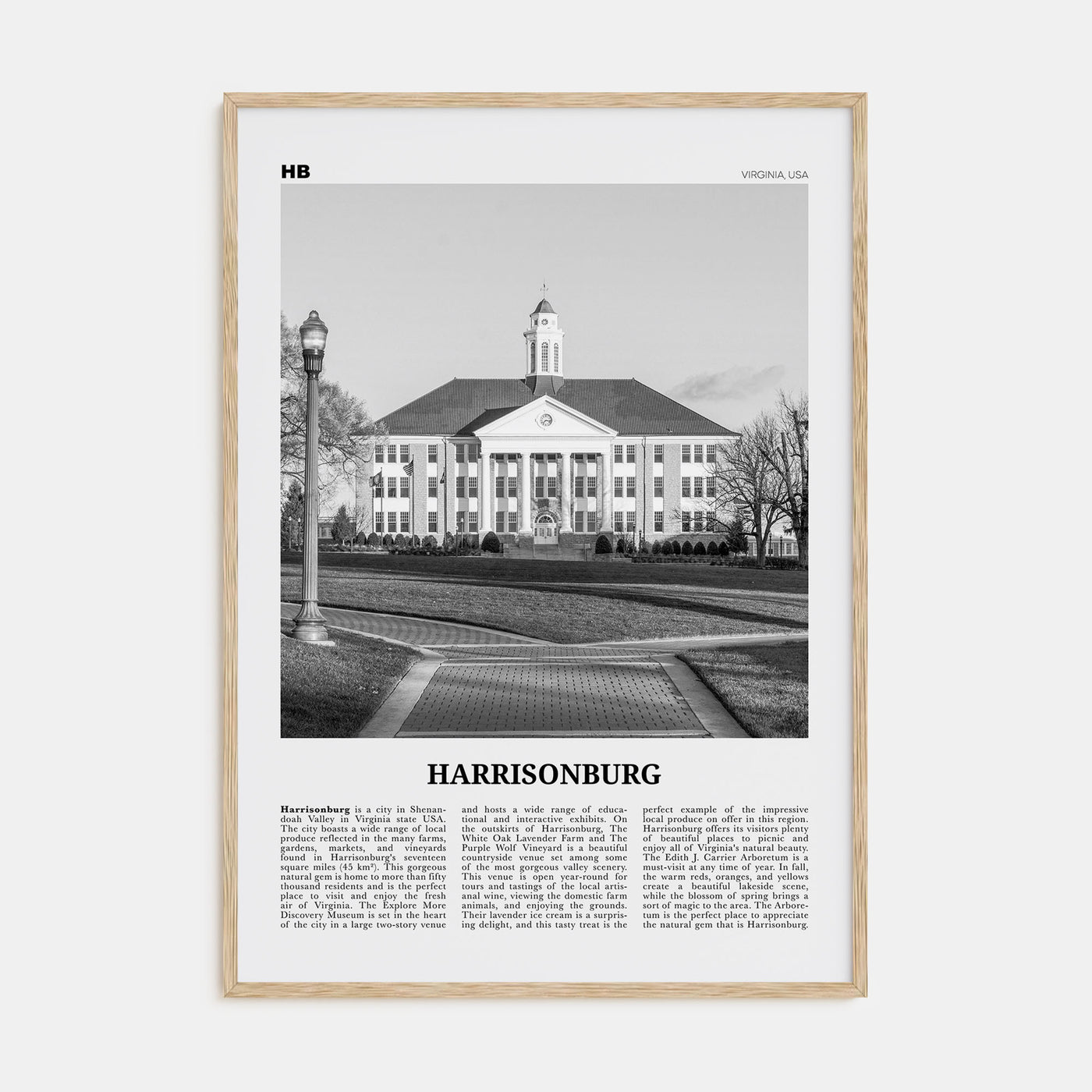 Harrisonburg Travel B&W Poster