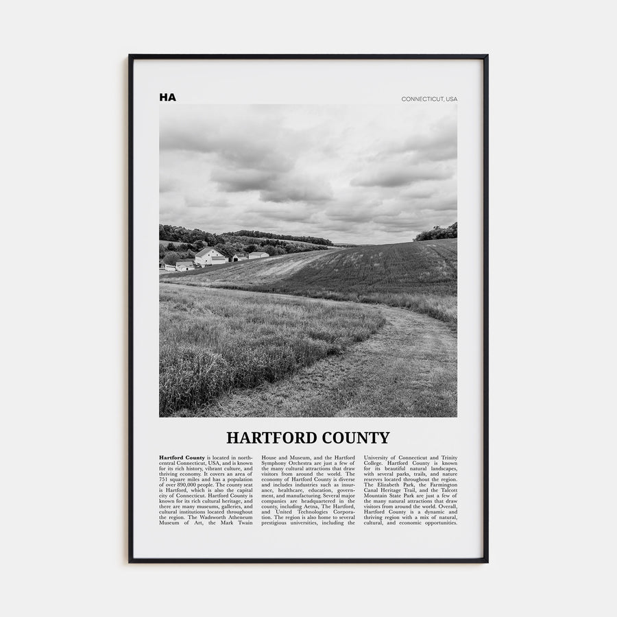 Hartford County Travel B&W Poster