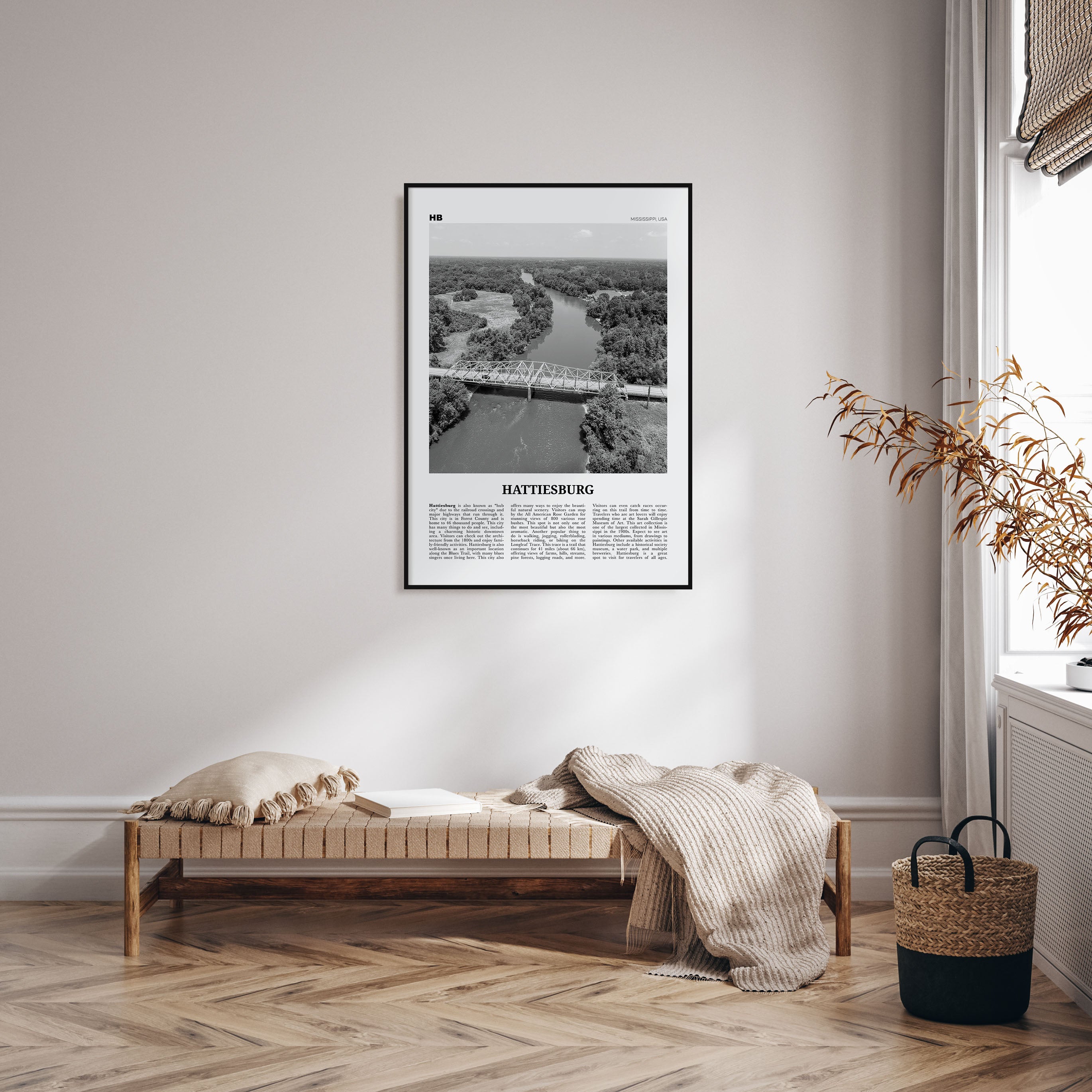 Hattiesburg Travel B&W Poster