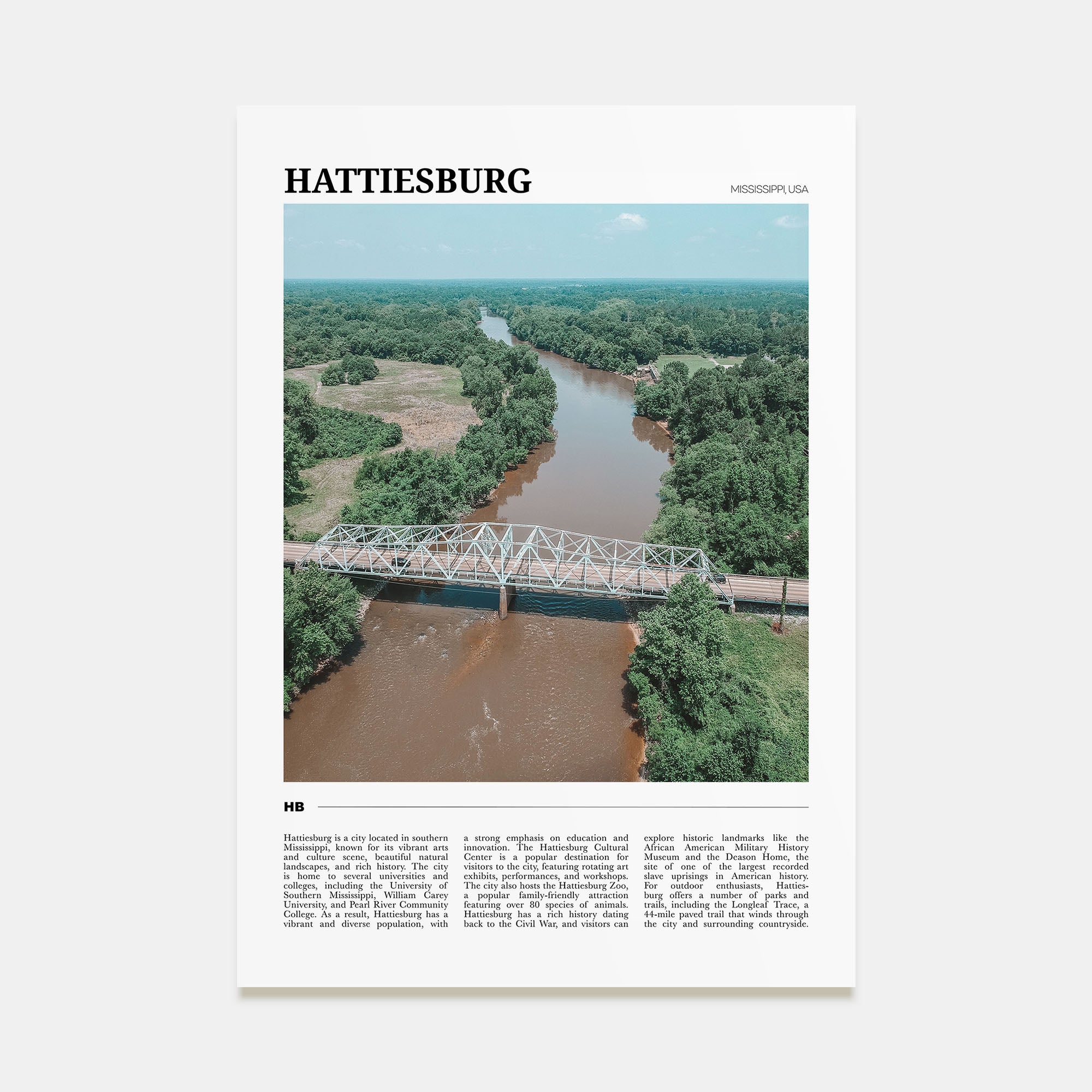 Hattiesburg Travel Color Poster