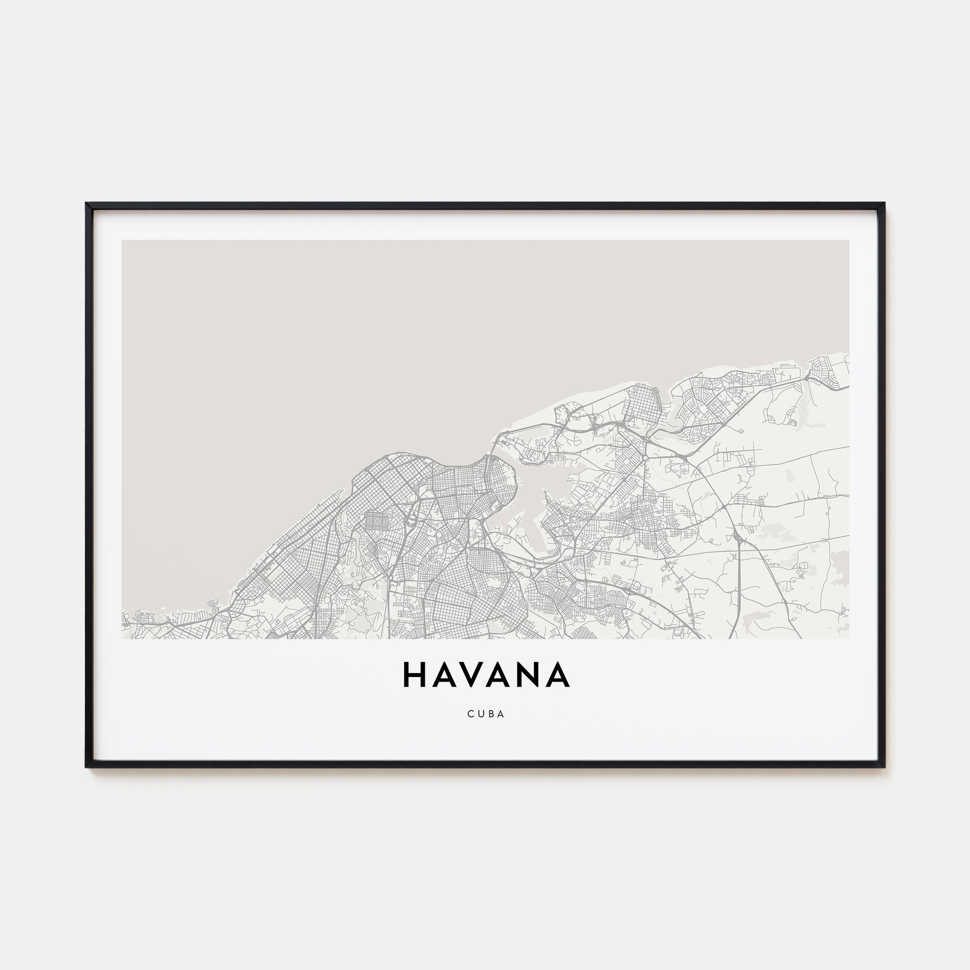 Havana Map Landscape Poster