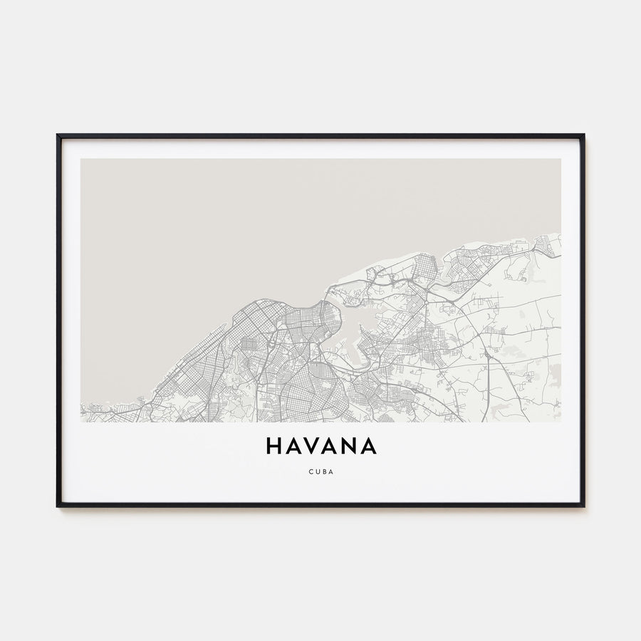 Havana Map Landscape Poster