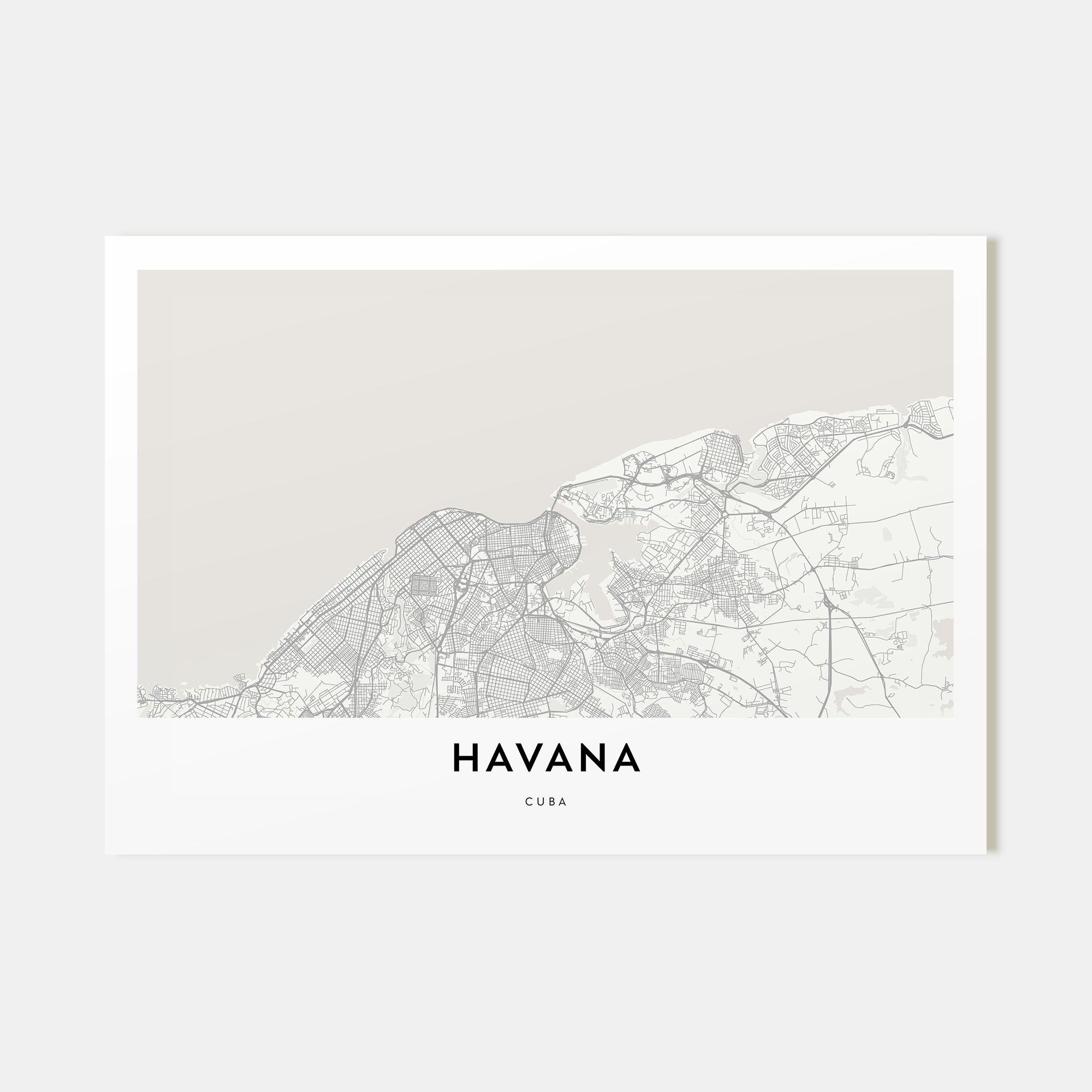 Havana Map Landscape Poster
