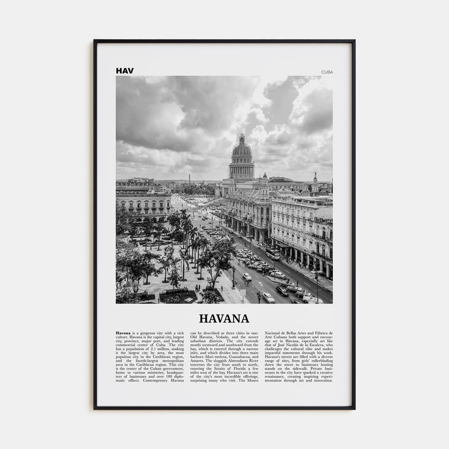 Havana Travel B&W No 1 Poster
