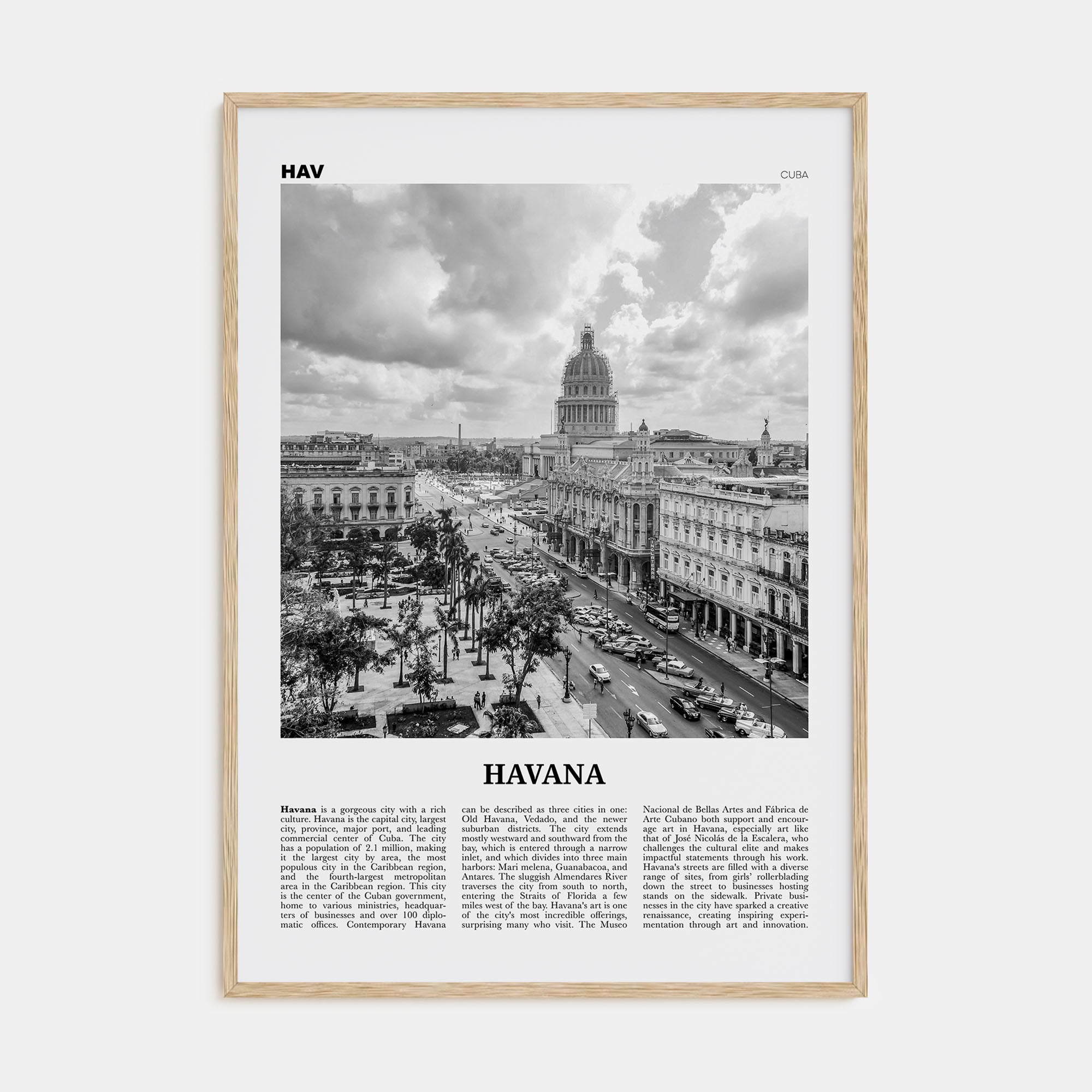 Havana Travel B&W No 1 Poster