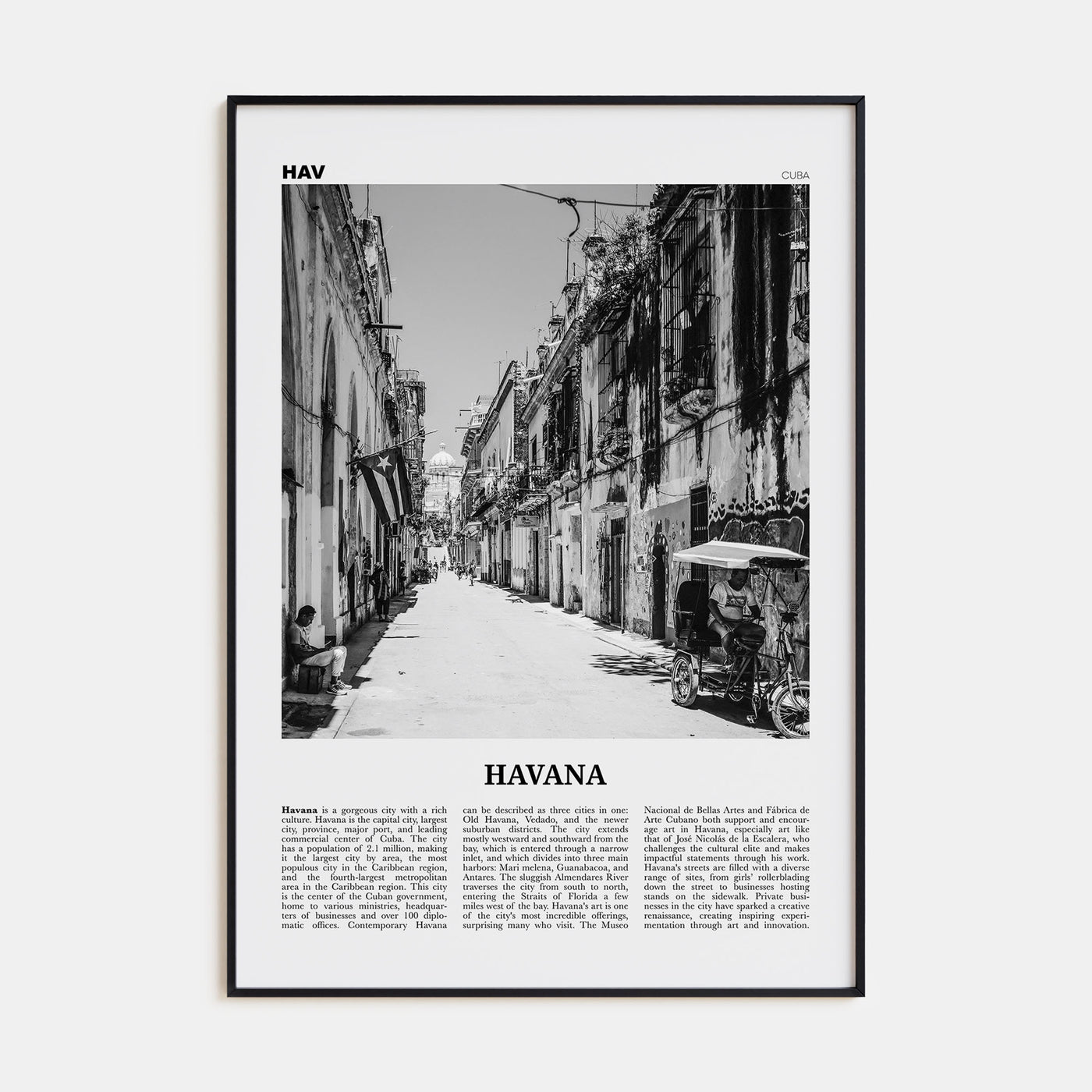 Havana Travel B&W No 2 Poster