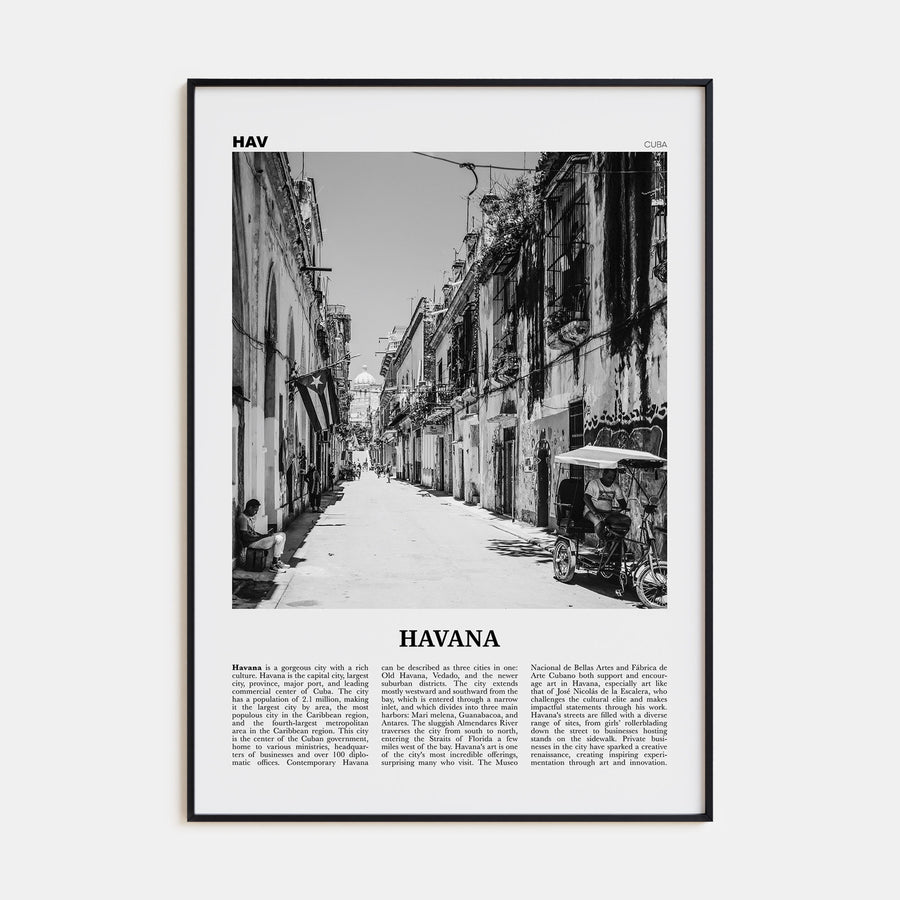 Havana Travel B&W No 2 Poster