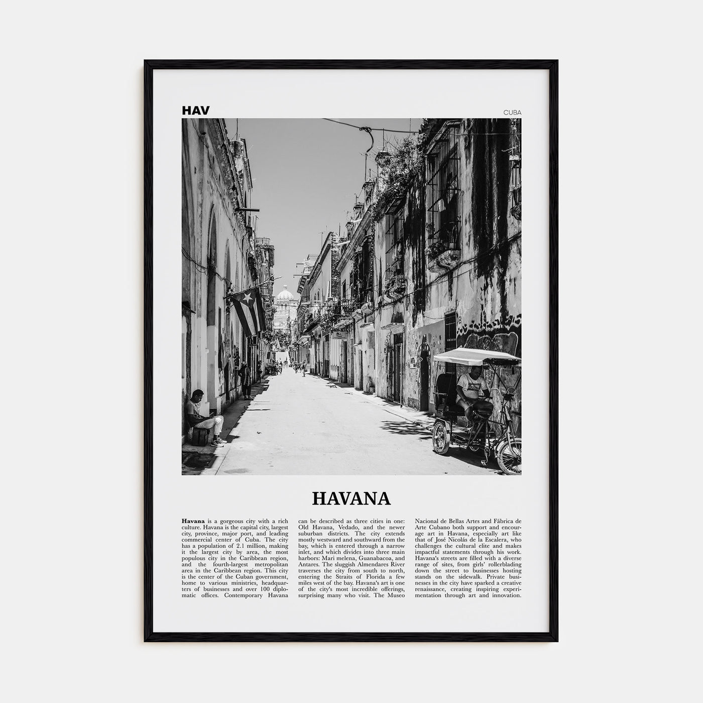 Havana Travel B&W No 2 Poster