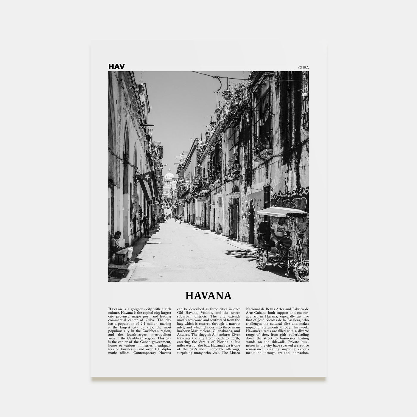Havana Travel B&W No 2 Poster