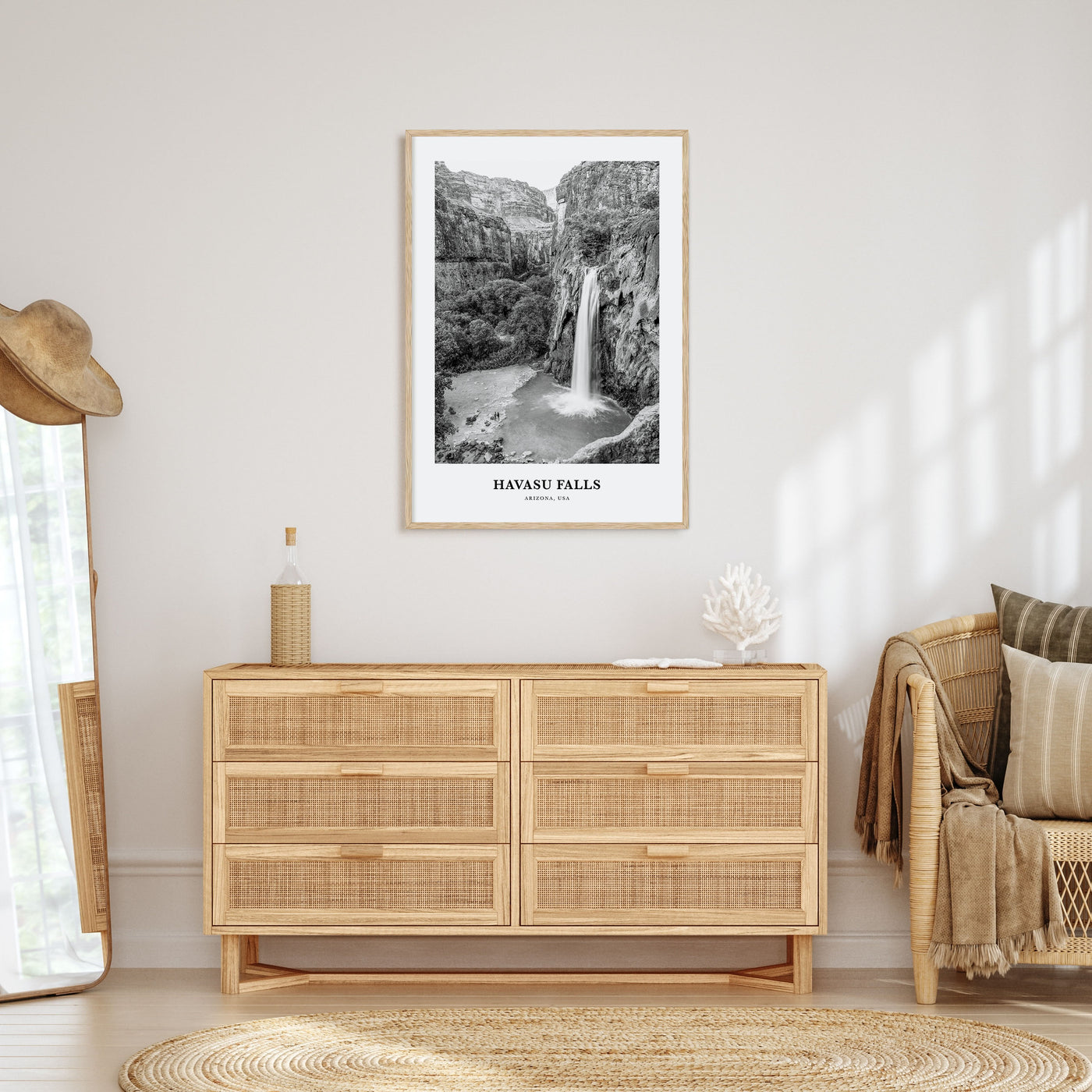 Havasu Falls Portrait B&W Poster