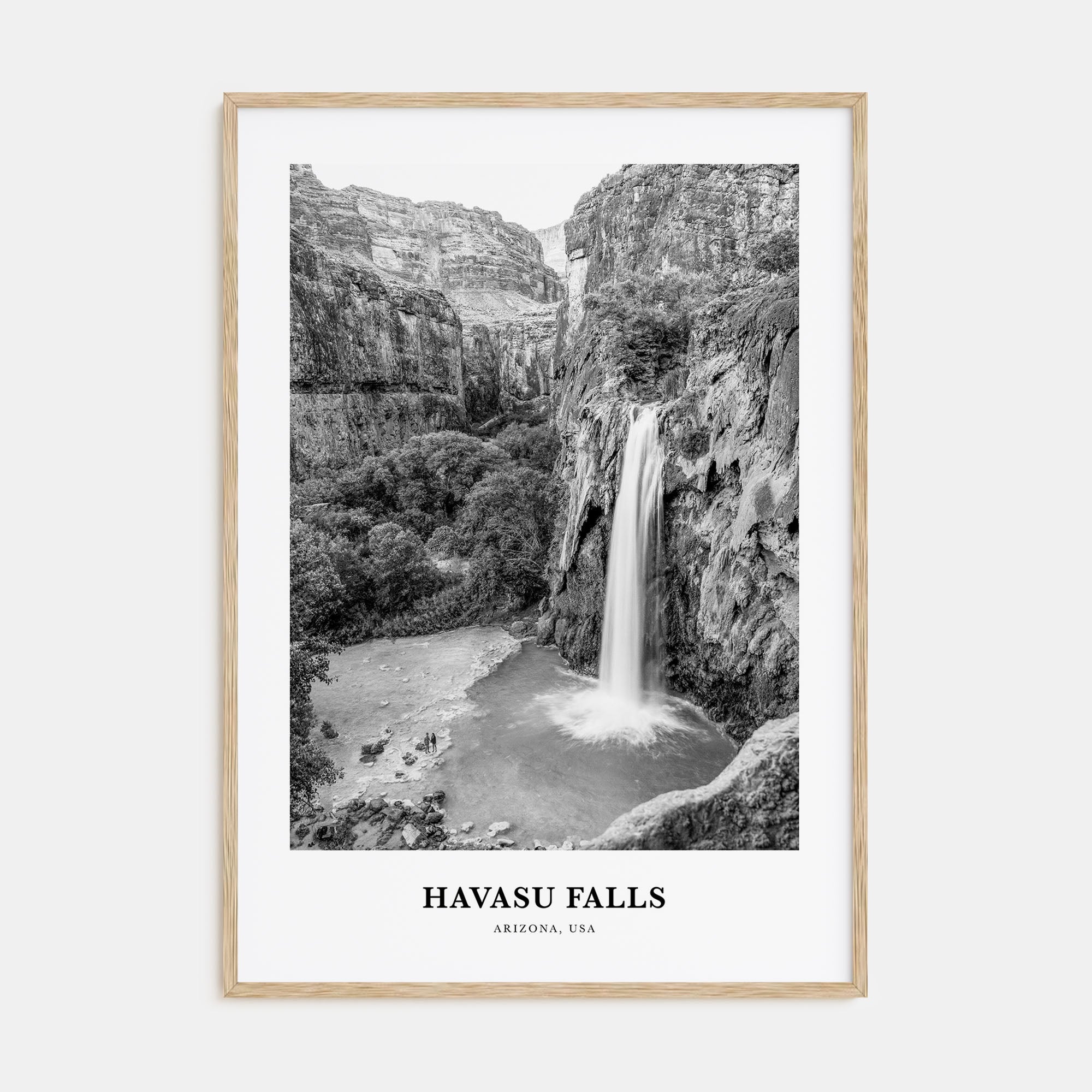 Havasu Falls Portrait B&W Poster