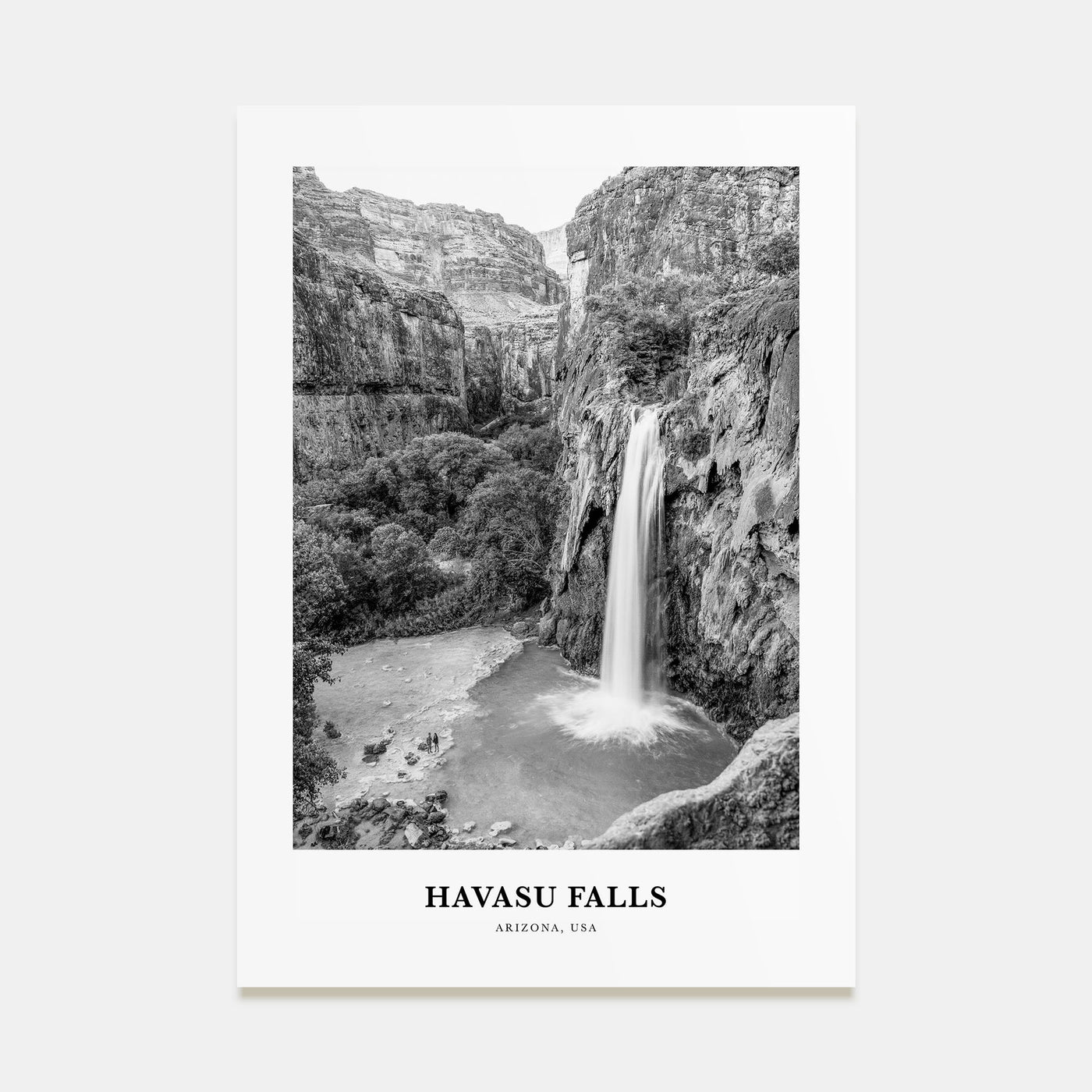 Havasu Falls Portrait B&W Poster