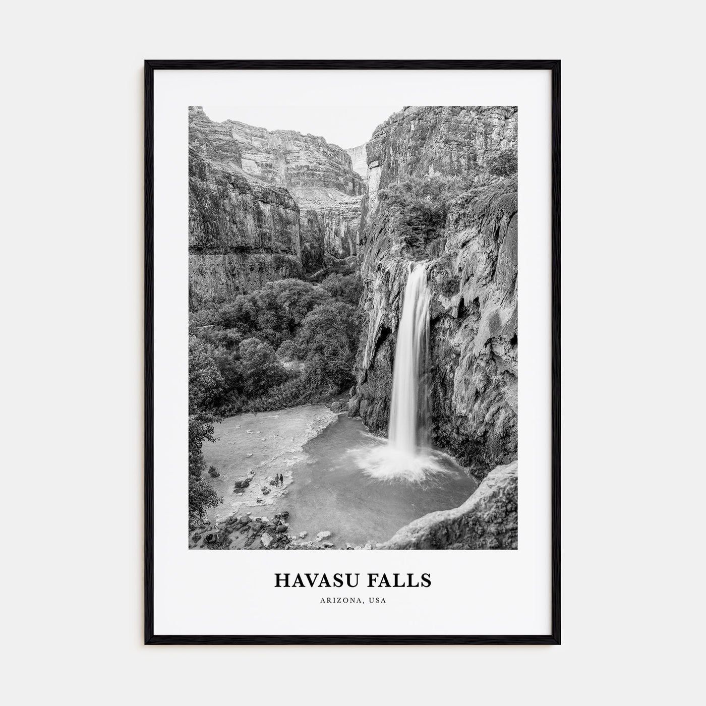 Havasu Falls Portrait B&W Poster