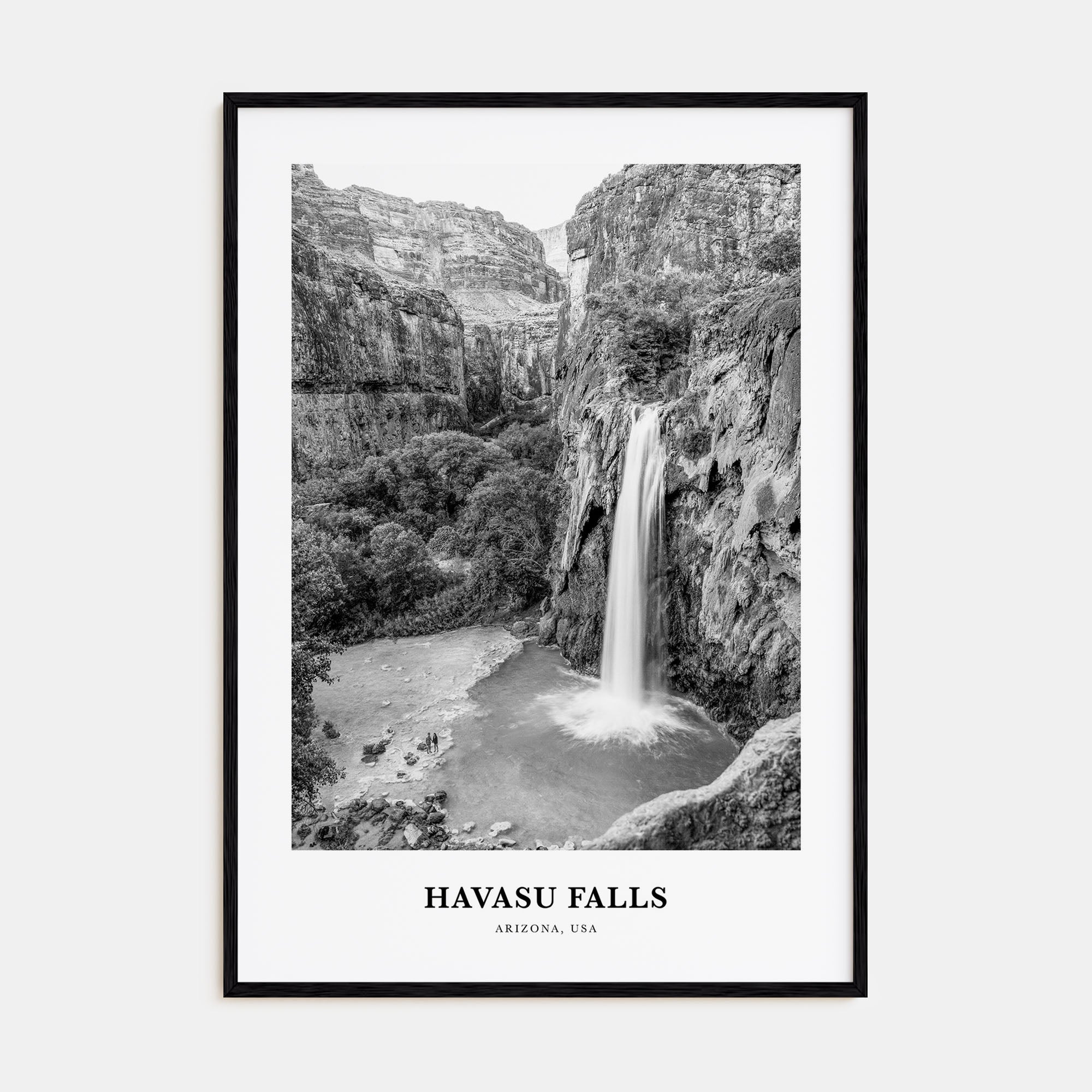 Havasu Falls Portrait B&W Poster