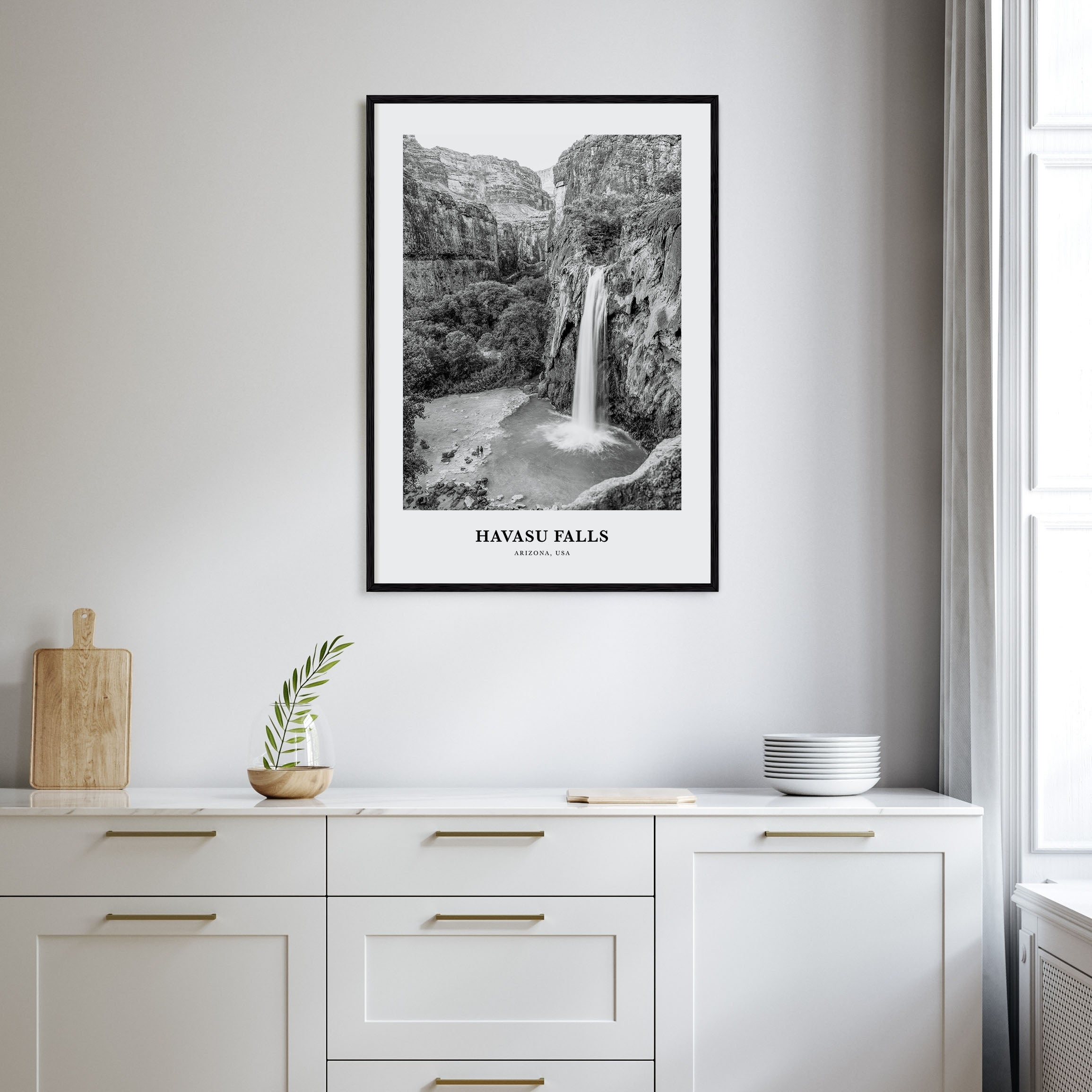 Havasu Falls Portrait B&W Poster