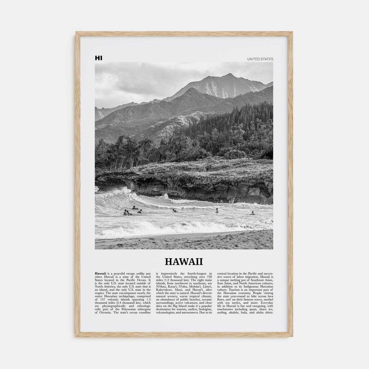 Hawaii Travel B&W No 1 Poster