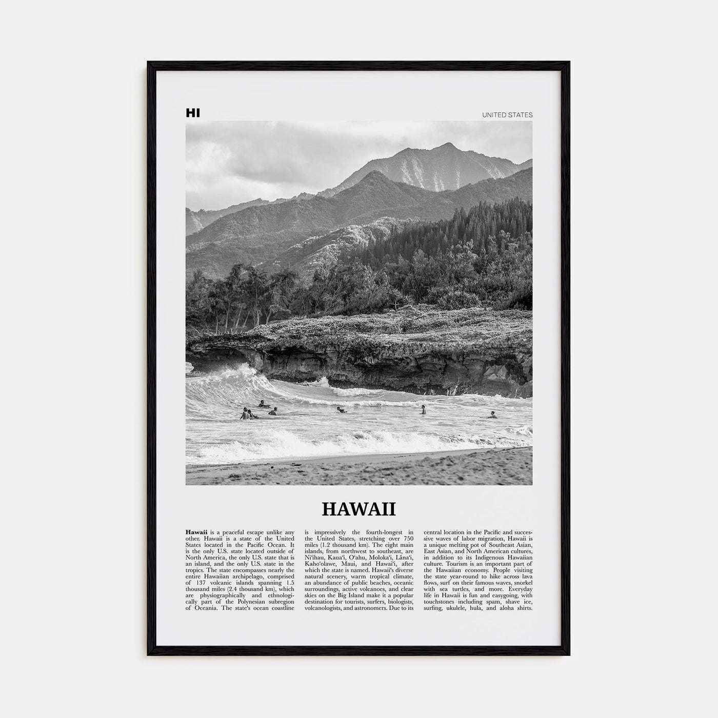 Hawaii Travel B&W No 1 Poster