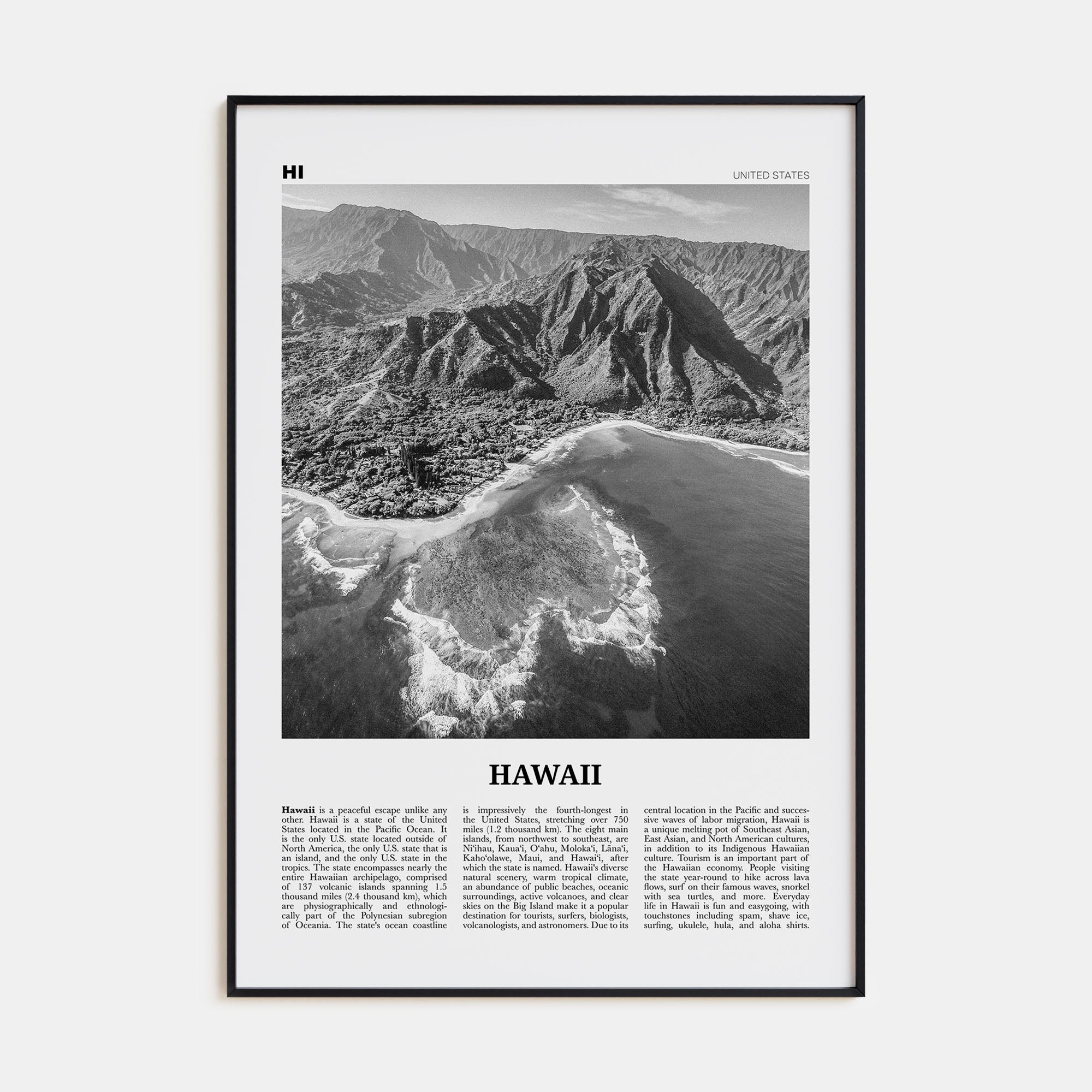 Hawaii Travel B&W No 3 Poster