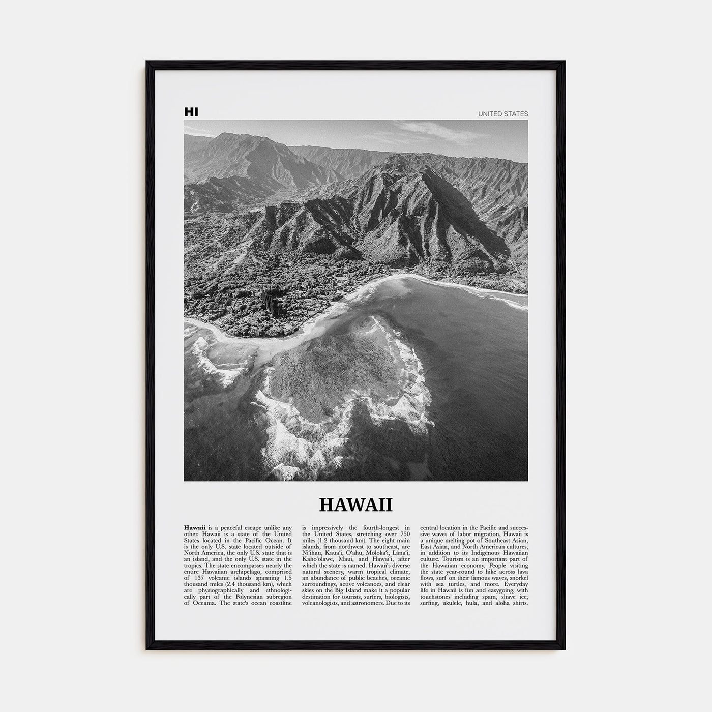 Hawaii Travel B&W No 3 Poster
