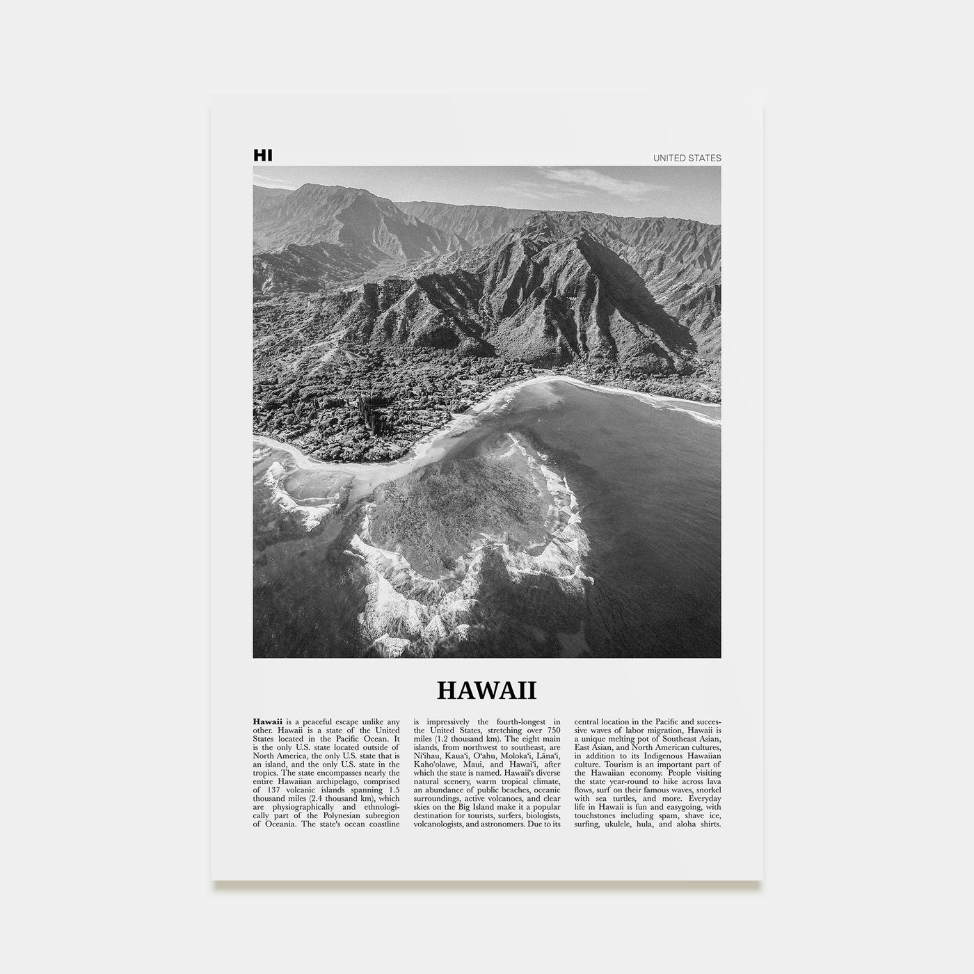 Hawaii Travel B&W No 3 Poster