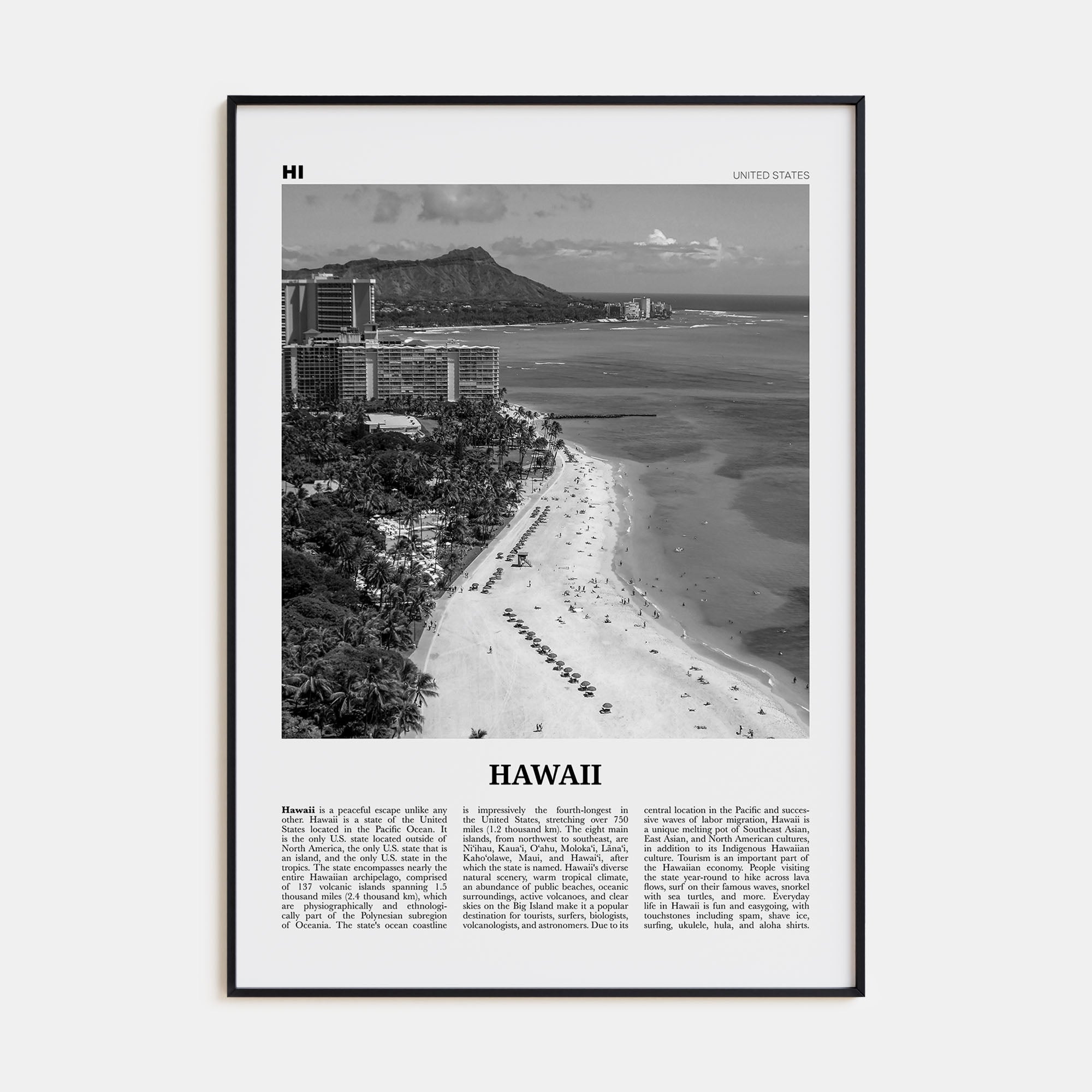 Hawaii Travel B&W No 5 Poster