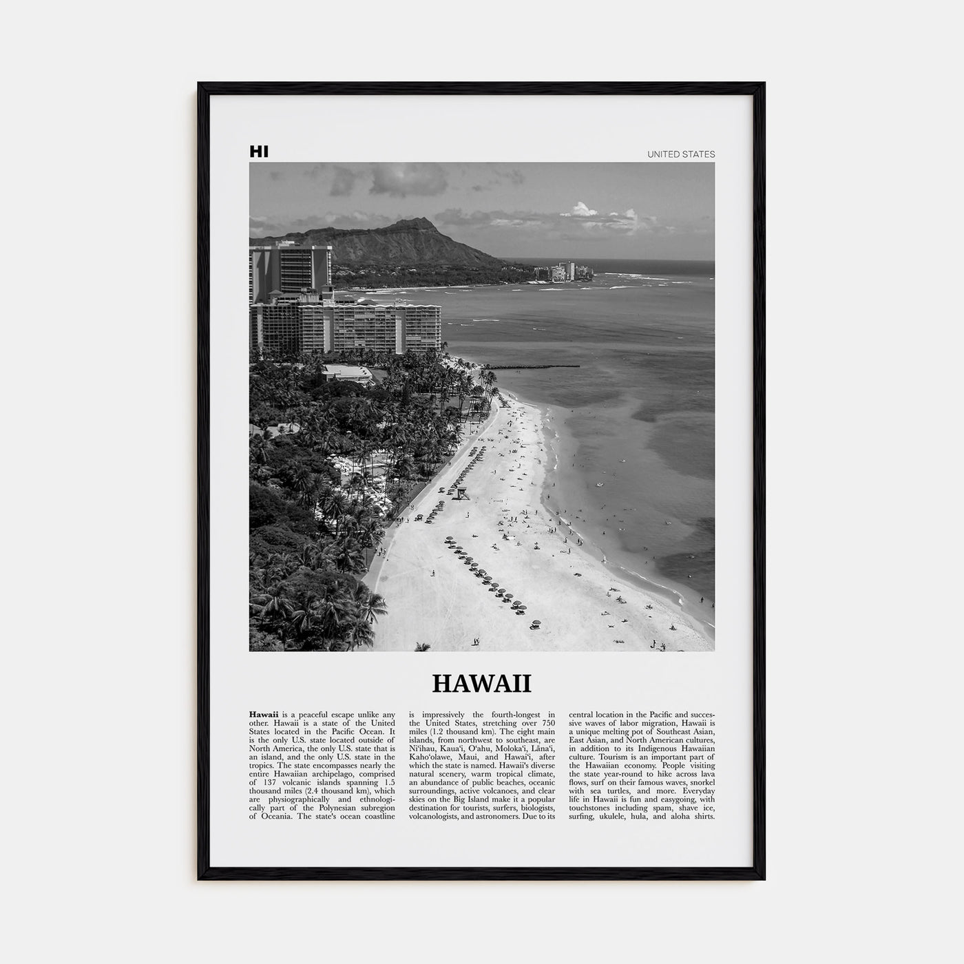 Hawaii Travel B&W No 5 Poster