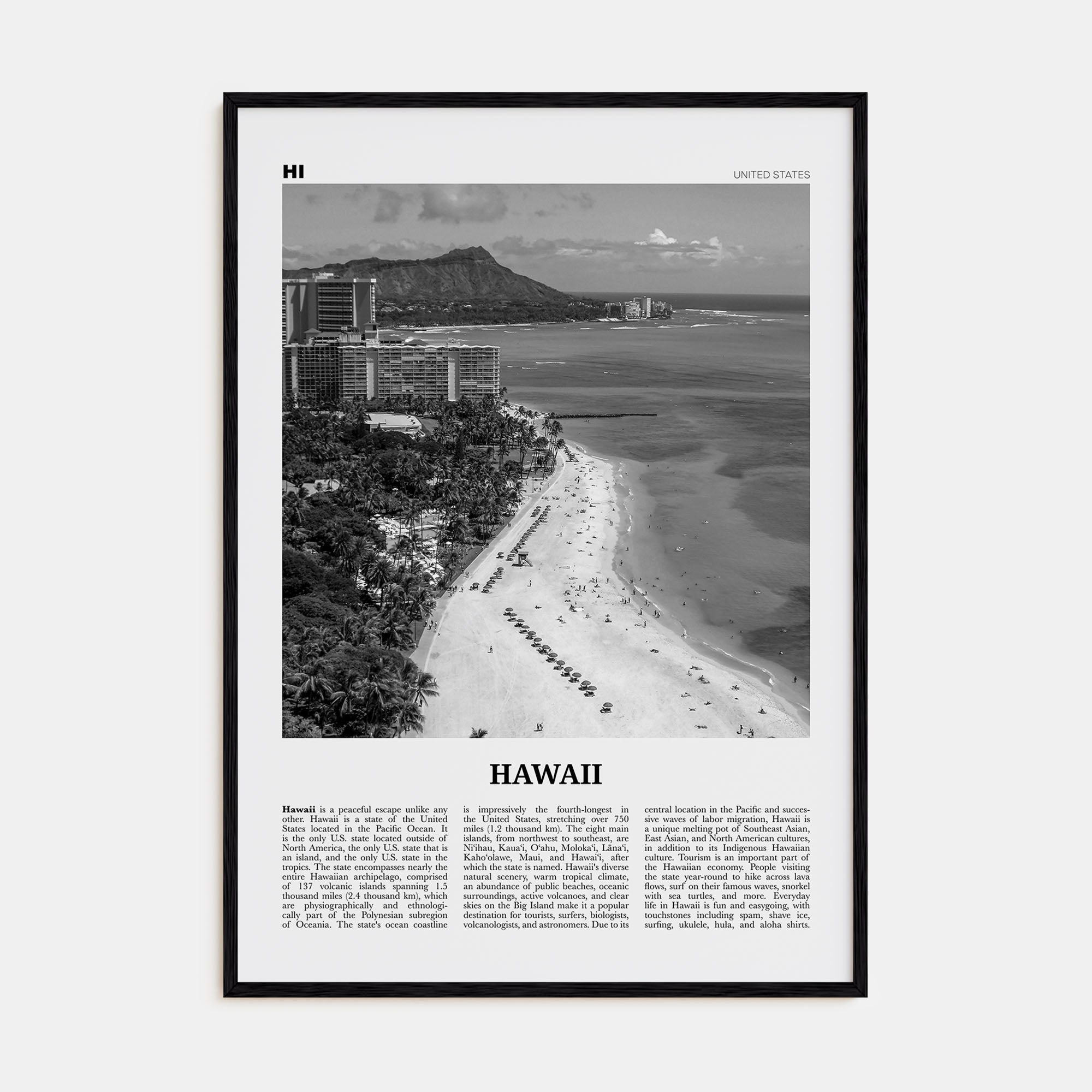 Hawaii Travel B&W No 5 Poster