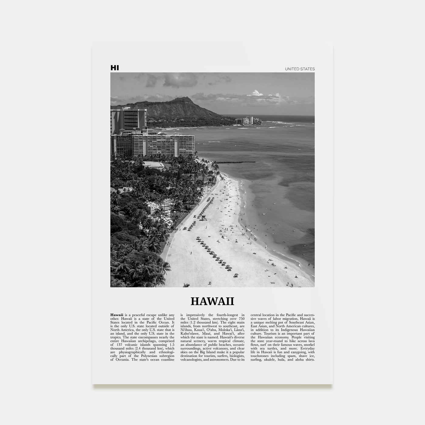 Hawaii Travel B&W No 5 Poster