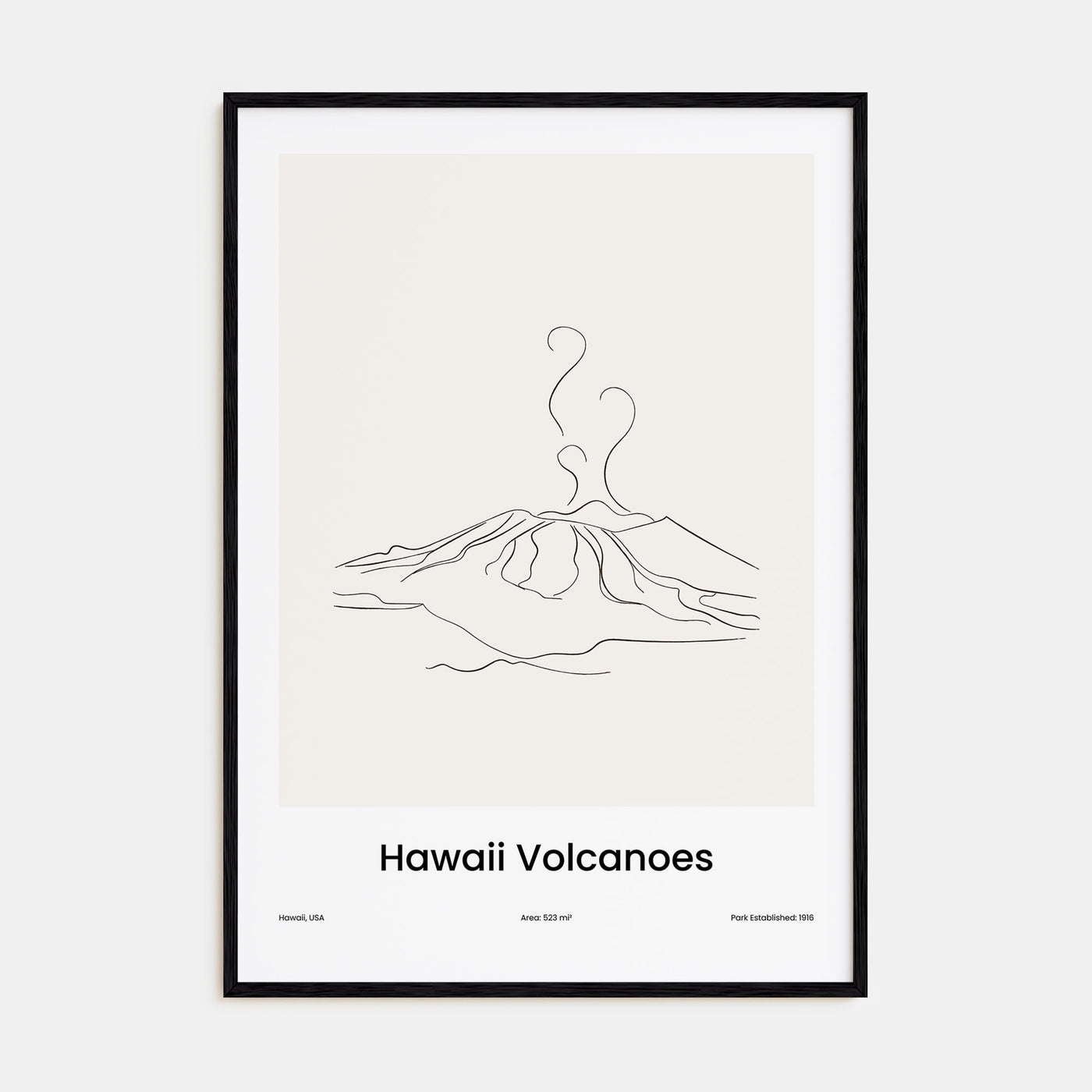Hawaii Volcanoes National Park Drawn Poster