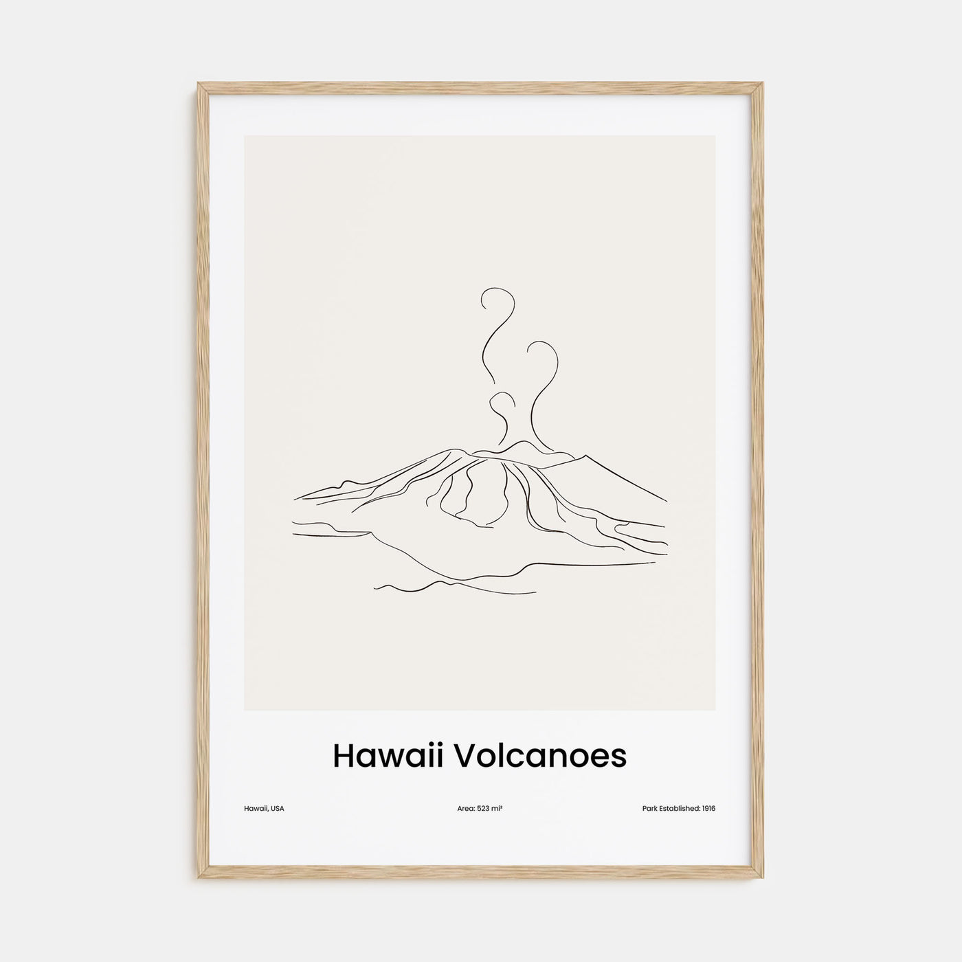 Hawaii Volcanoes National Park Drawn Poster