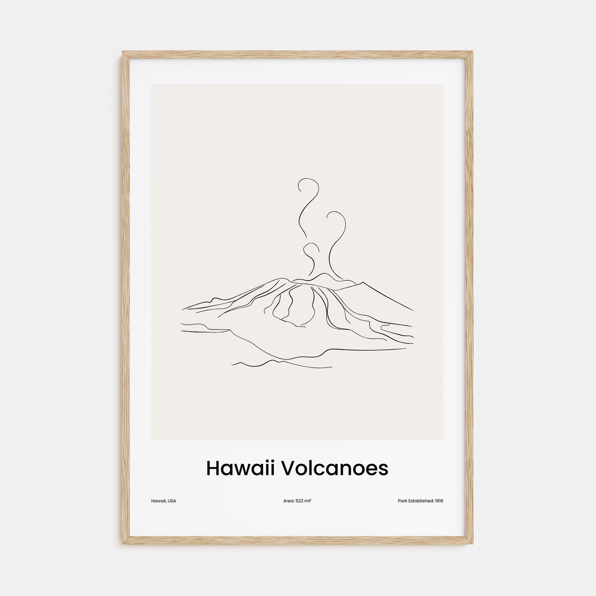 Hawaii Volcanoes National Park Drawn Poster