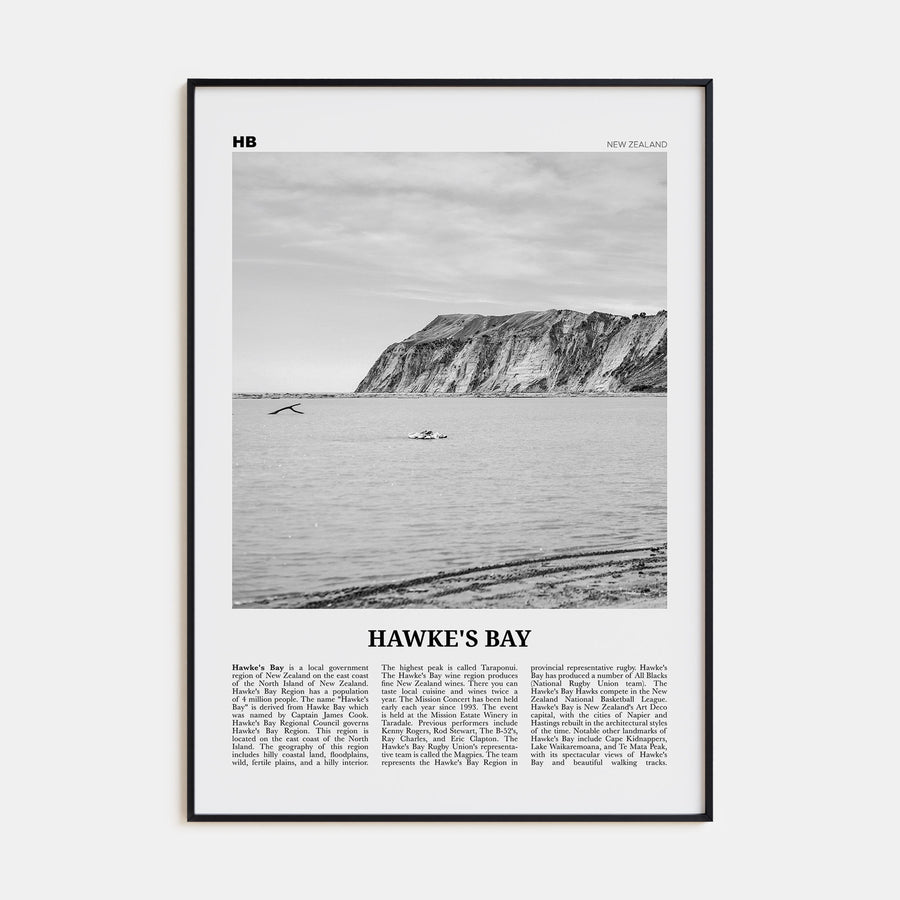 Hawke's Bay Travel B&W Poster