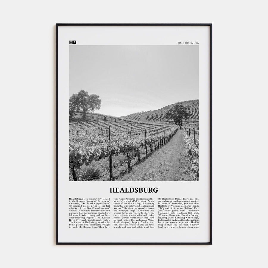Healdsburg Travel B&W Poster
