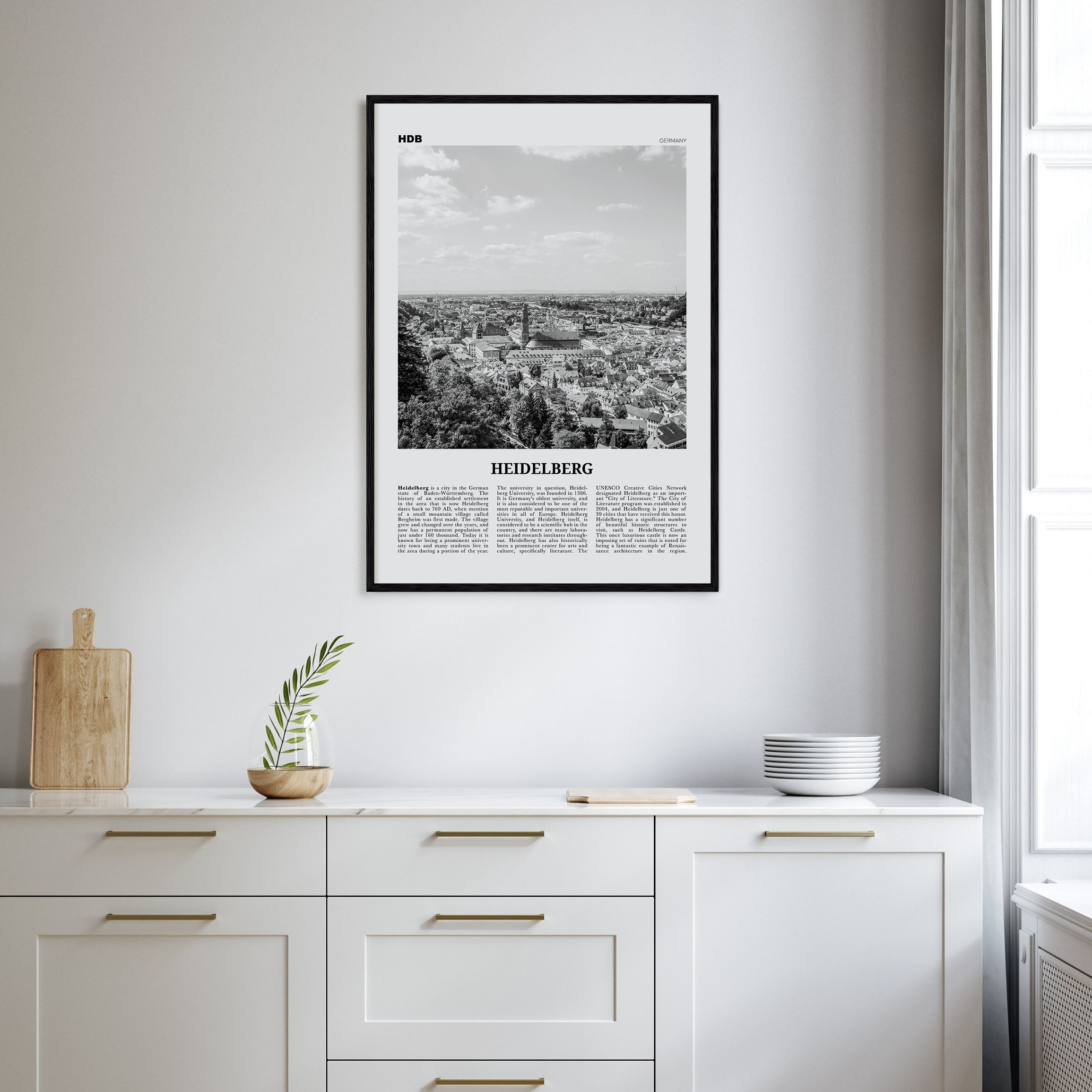 Heidelberg Travel B&W Poster