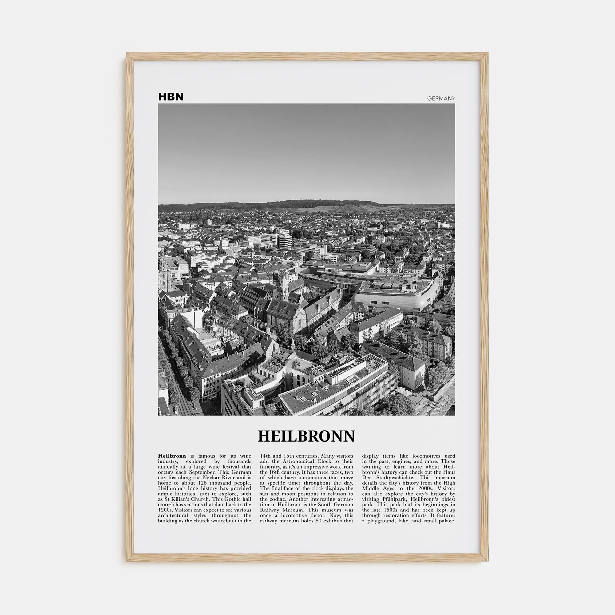 Heilbronn Travel B&W Poster