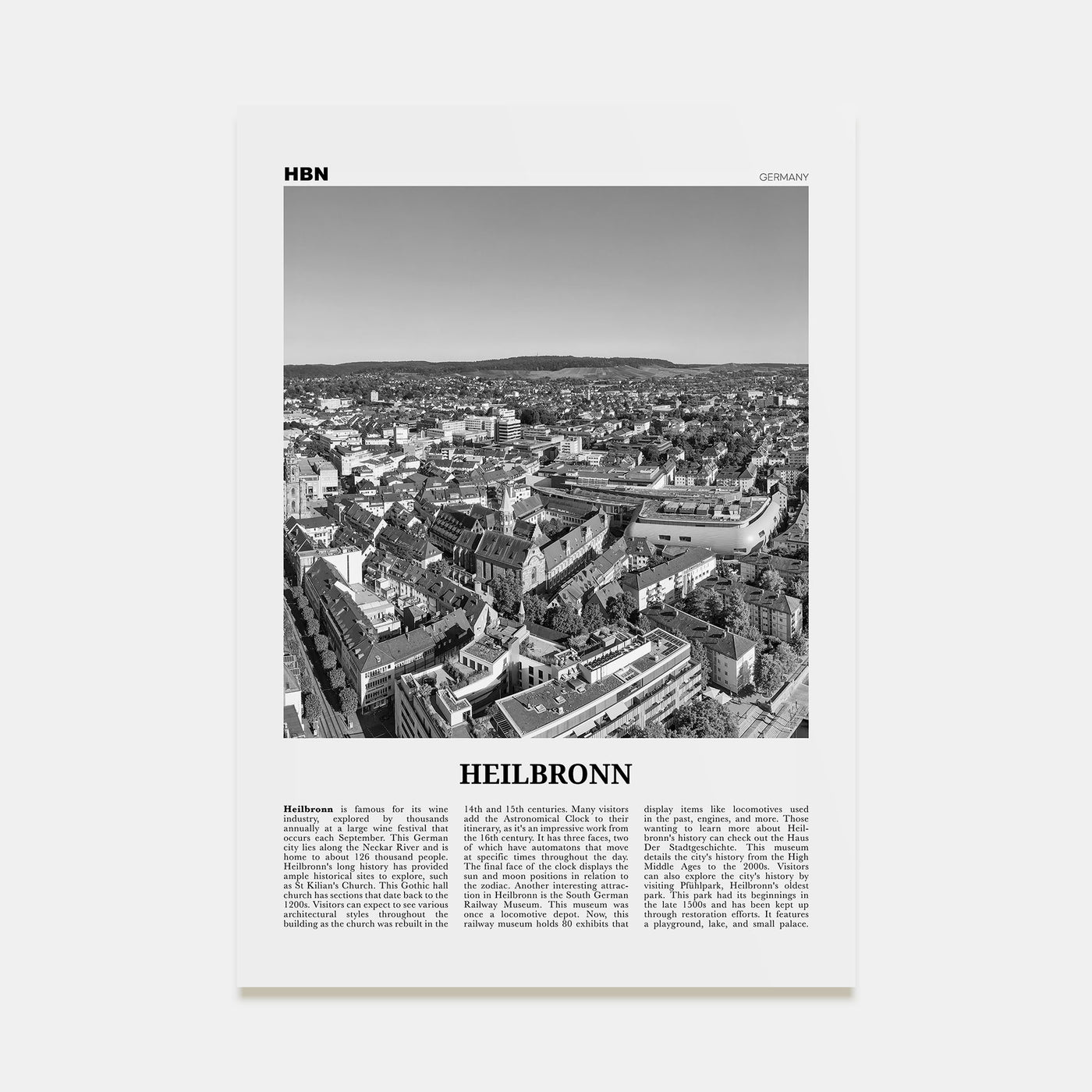 Heilbronn Travel B&W Poster