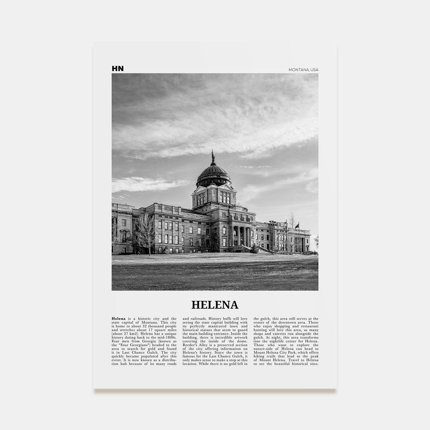 Helena Travel B&W No 1 Poster