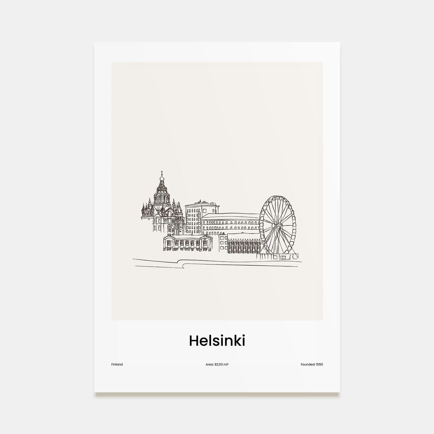 Helsinki Drawn Poster