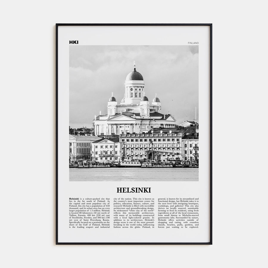 Helsinki Travel B&W Poster