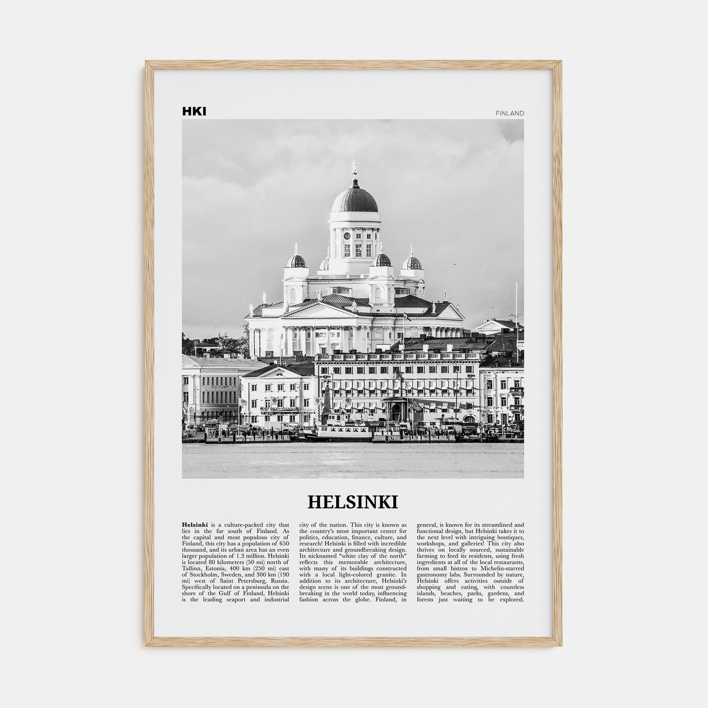 Helsinki Travel B&W Poster