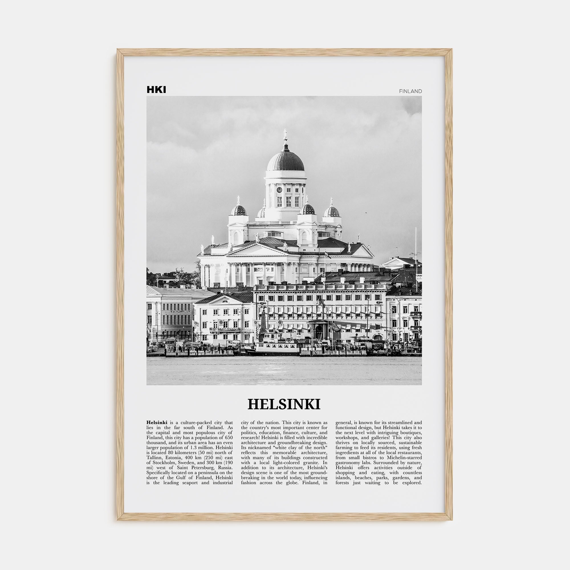 Helsinki Travel B&W Poster