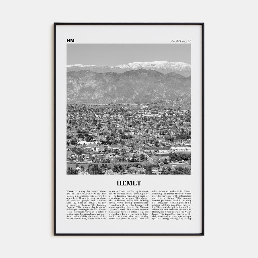 Hemet Travel B&W Poster