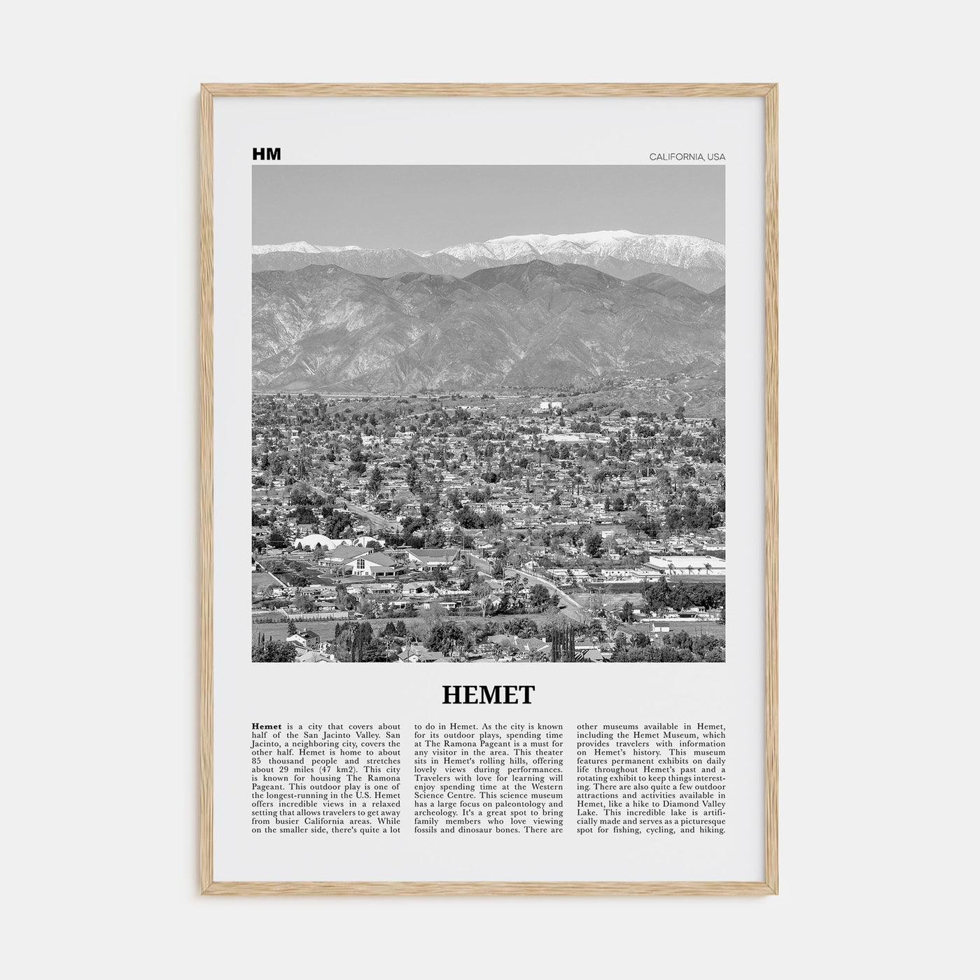 Hemet Travel B&W Poster